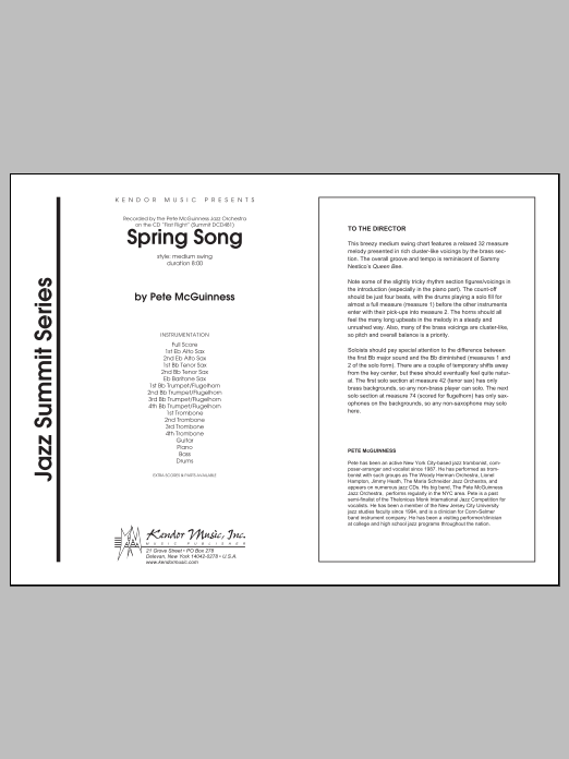 Download McGuinness Spring Song - Full Score Sheet Music