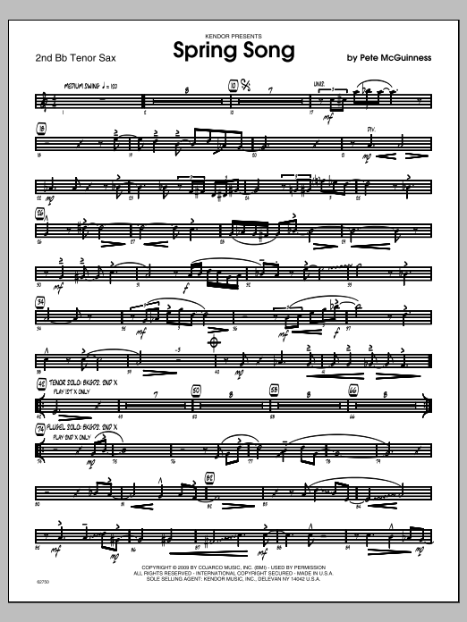 Download McGuinness Spring Song - Tenor Sax 2 Sheet Music
