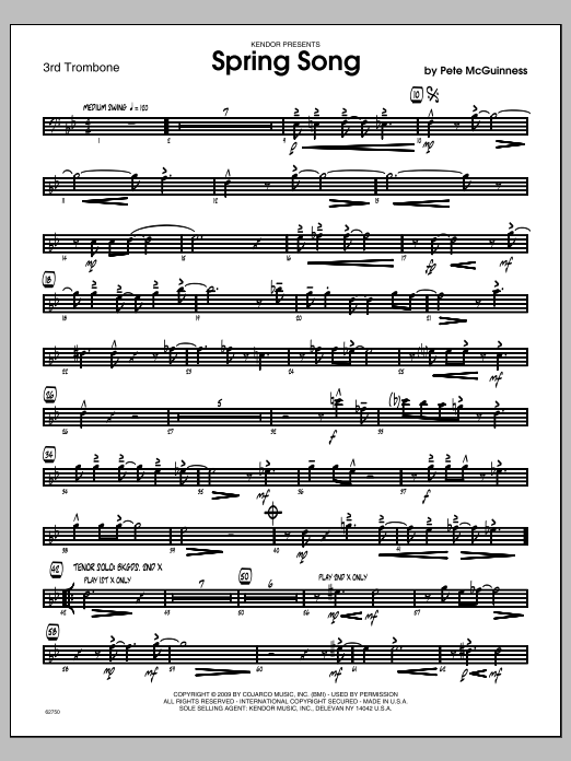 Download McGuinness Spring Song - Trombone 3 Sheet Music