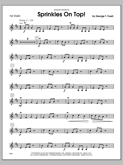 Download George T. Frueh Sprinkles On Top! - 1st Violin Sheet Music