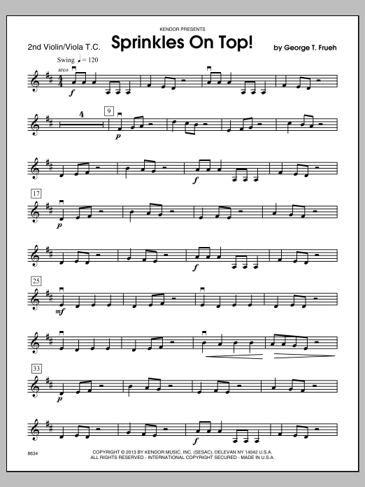 Download George T. Frueh Sprinkles On Top! - 2nd Violin Sheet Music