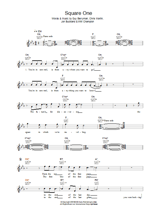 Download Coldplay Square One Sheet Music