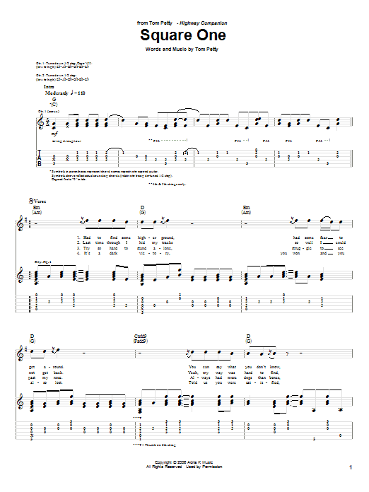 Download Tom Petty Square One Sheet Music