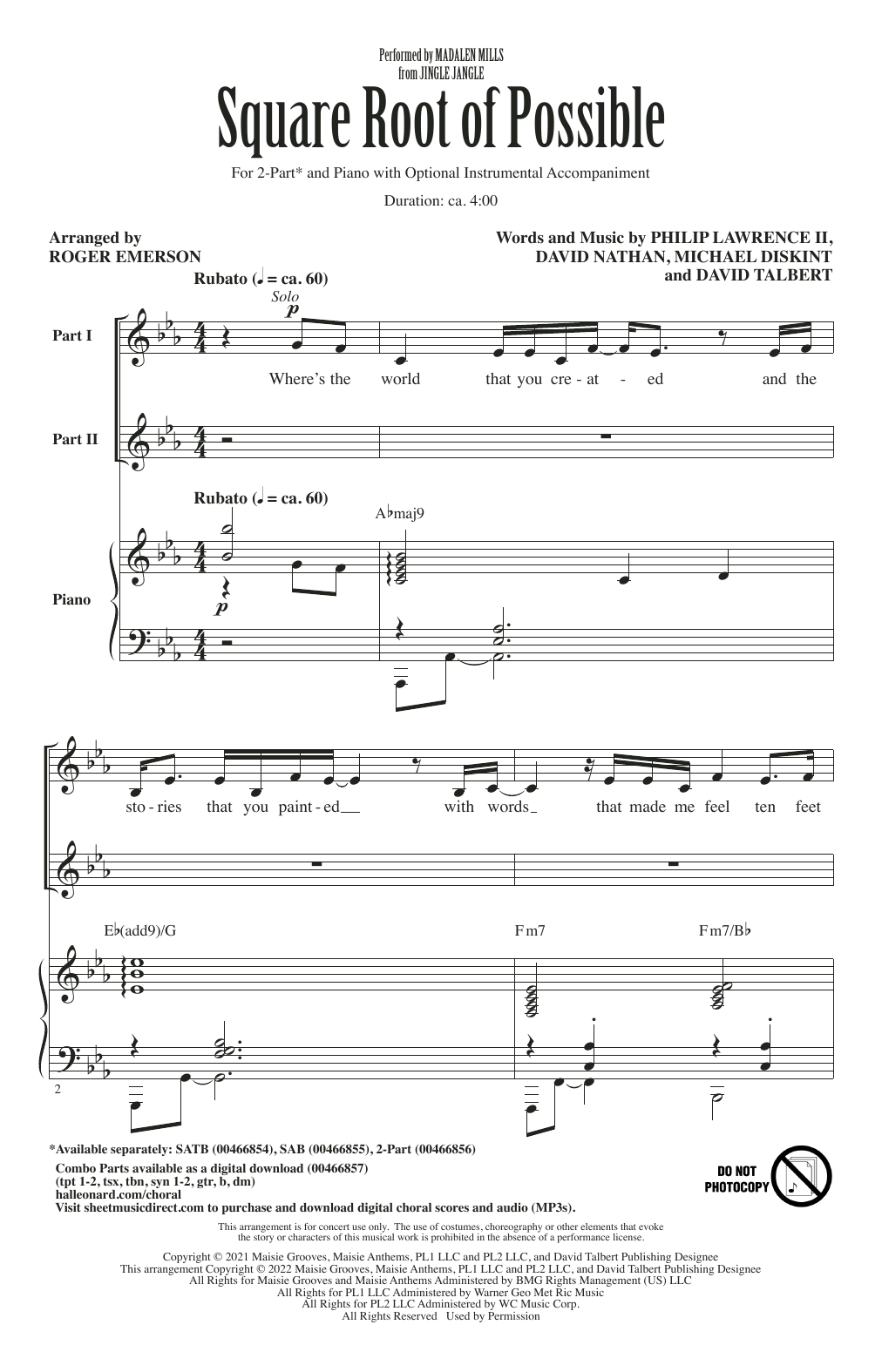 Download Madalen Mills Square Root Of Possible (from Jingle Ja Sheet Music