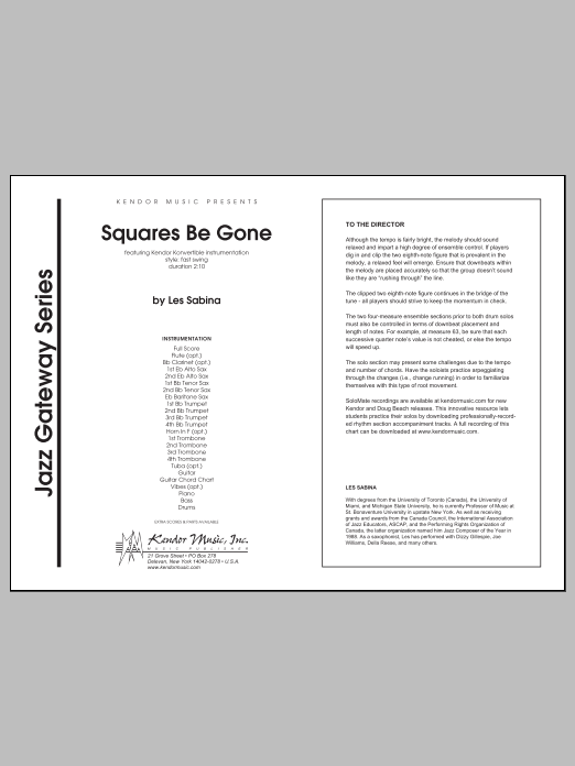 Download Les Sabina Squares Be Gone - Full Score Sheet Music