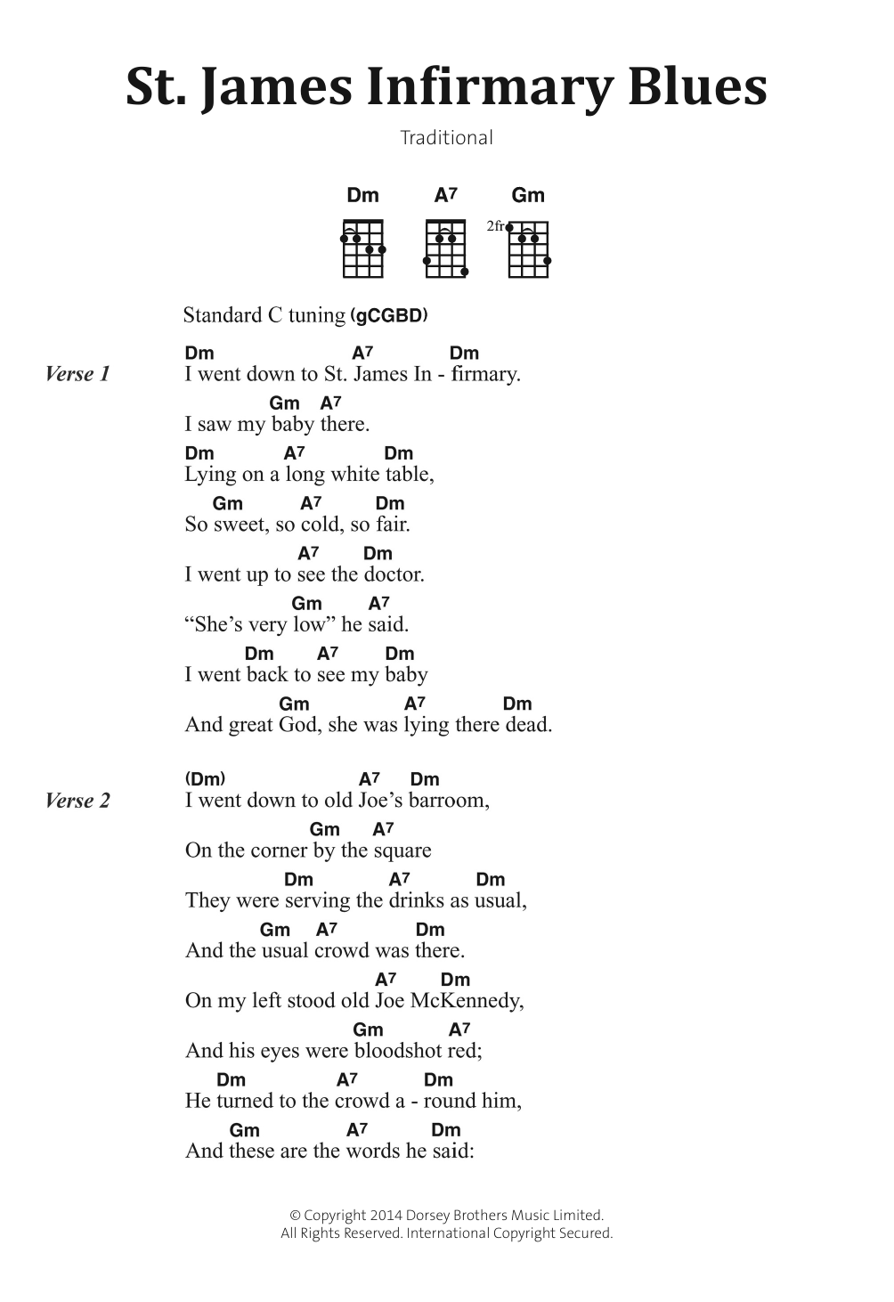 Download Traditional St James' Infirmary Blues Sheet Music