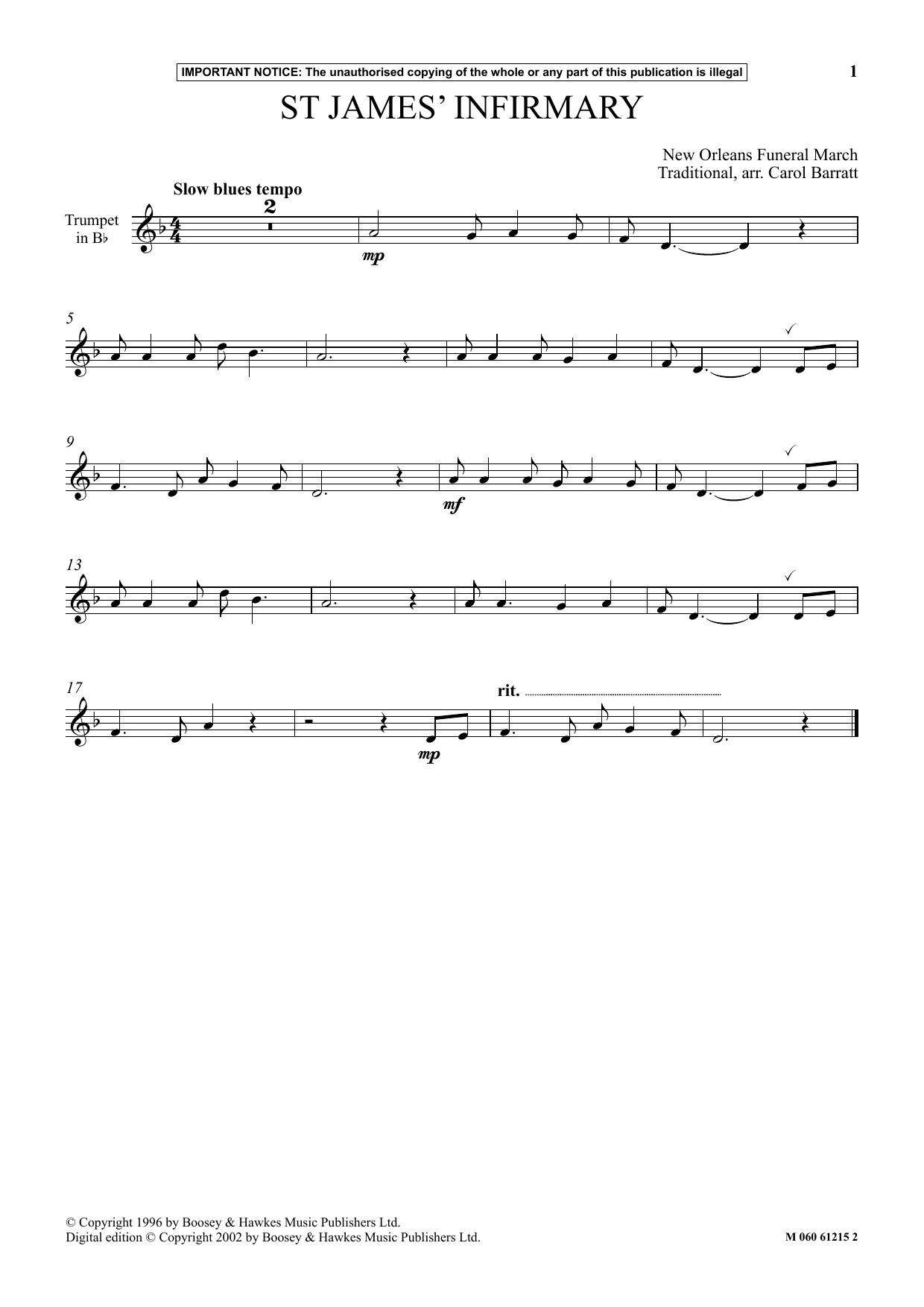 Download Traditional St James Infirmary Sheet Music