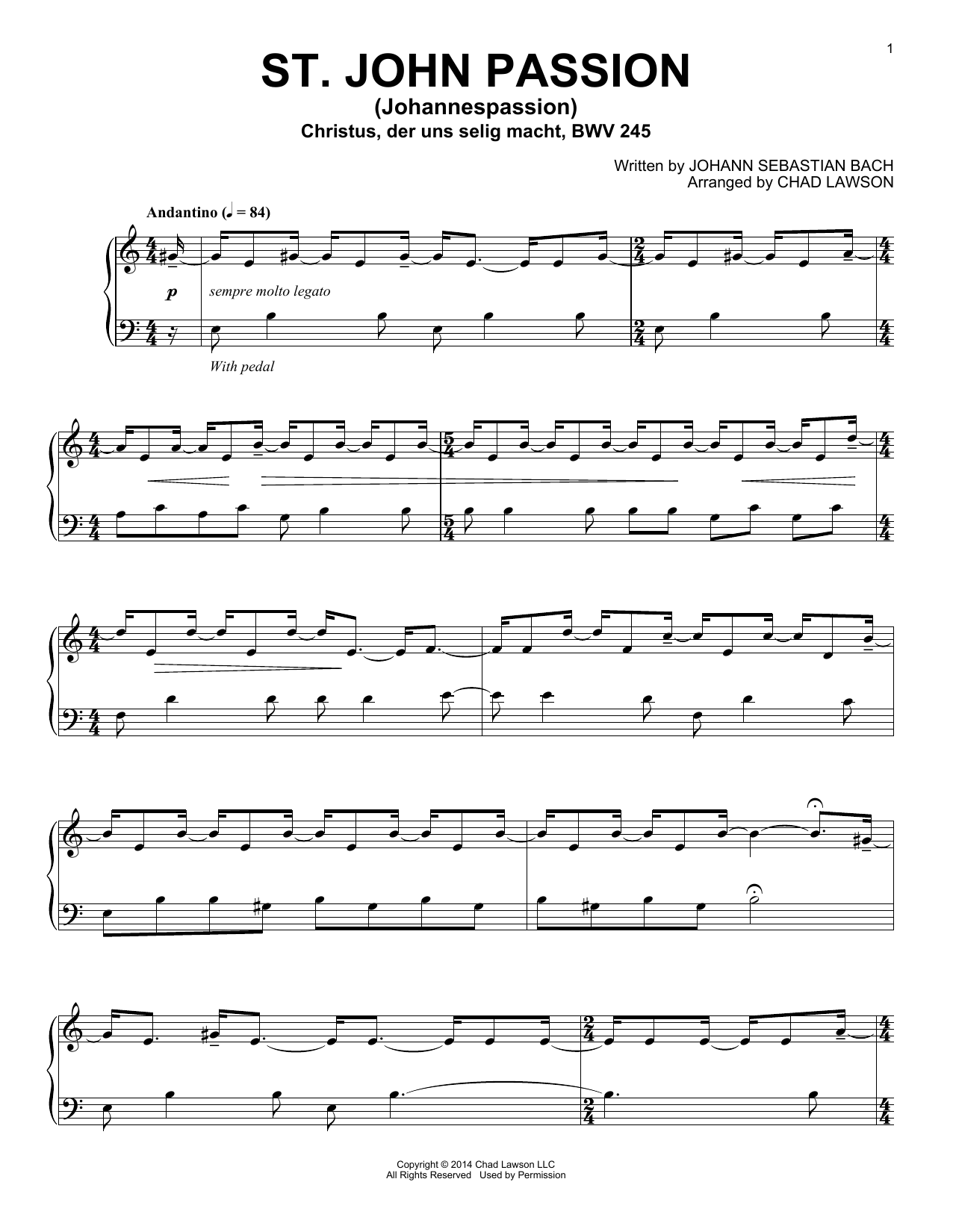 Download Johann Sebastian Bach St. John Passion (Johannespassion) Chri Sheet Music