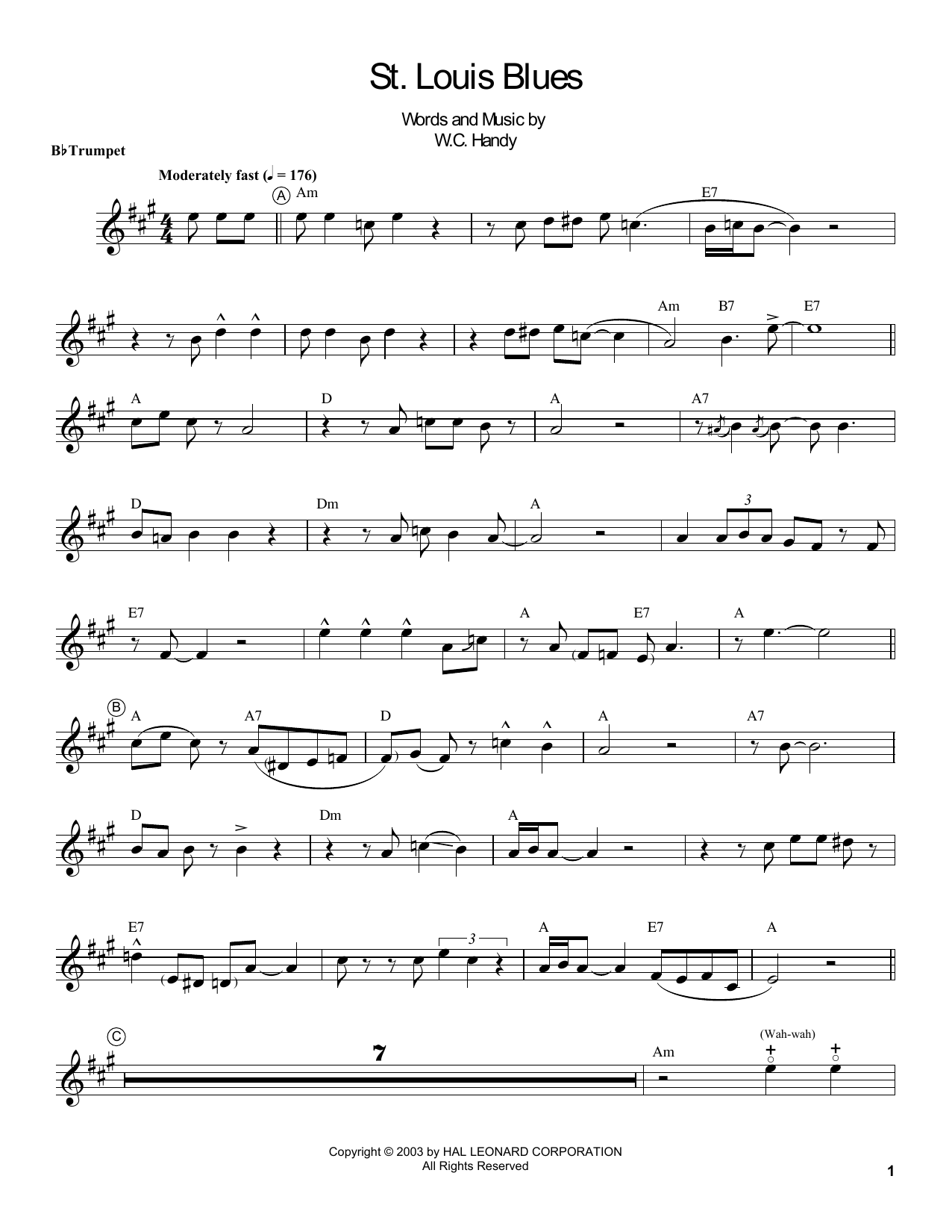 Download Louis Armstrong St. Louis Blues Sheet Music