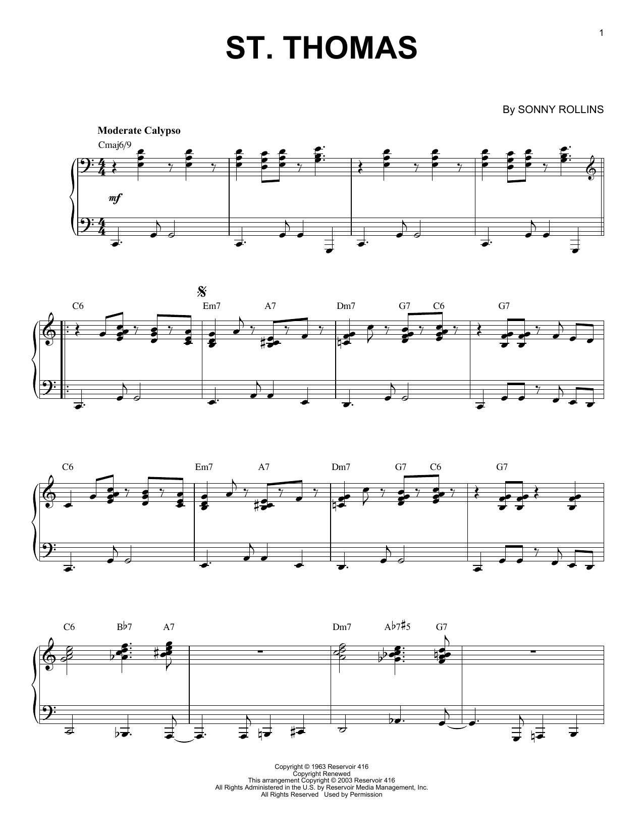 Download Sonny Rollins St. Thomas Sheet Music