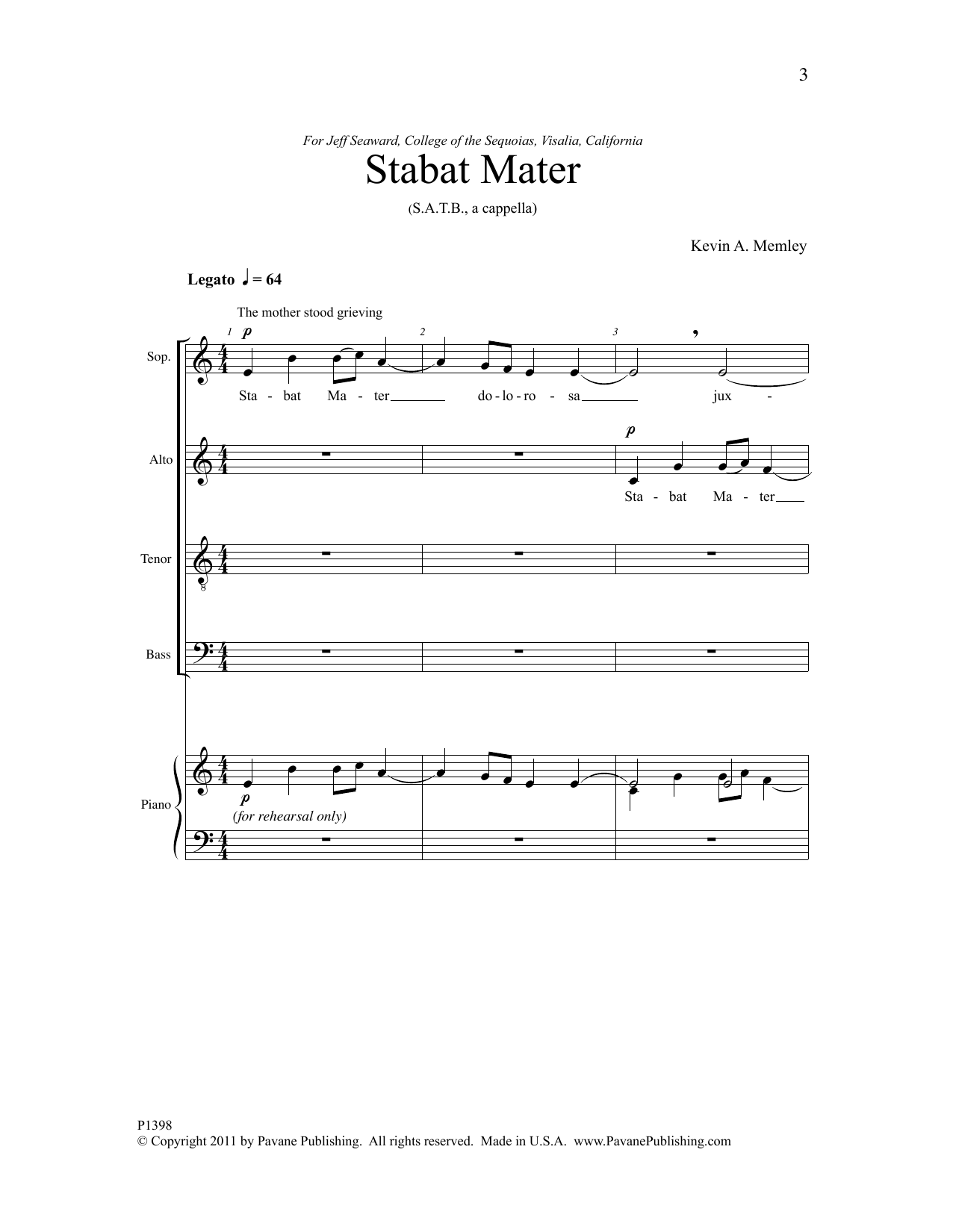 Download Kevin A. Memley Stabat Mater Sheet Music