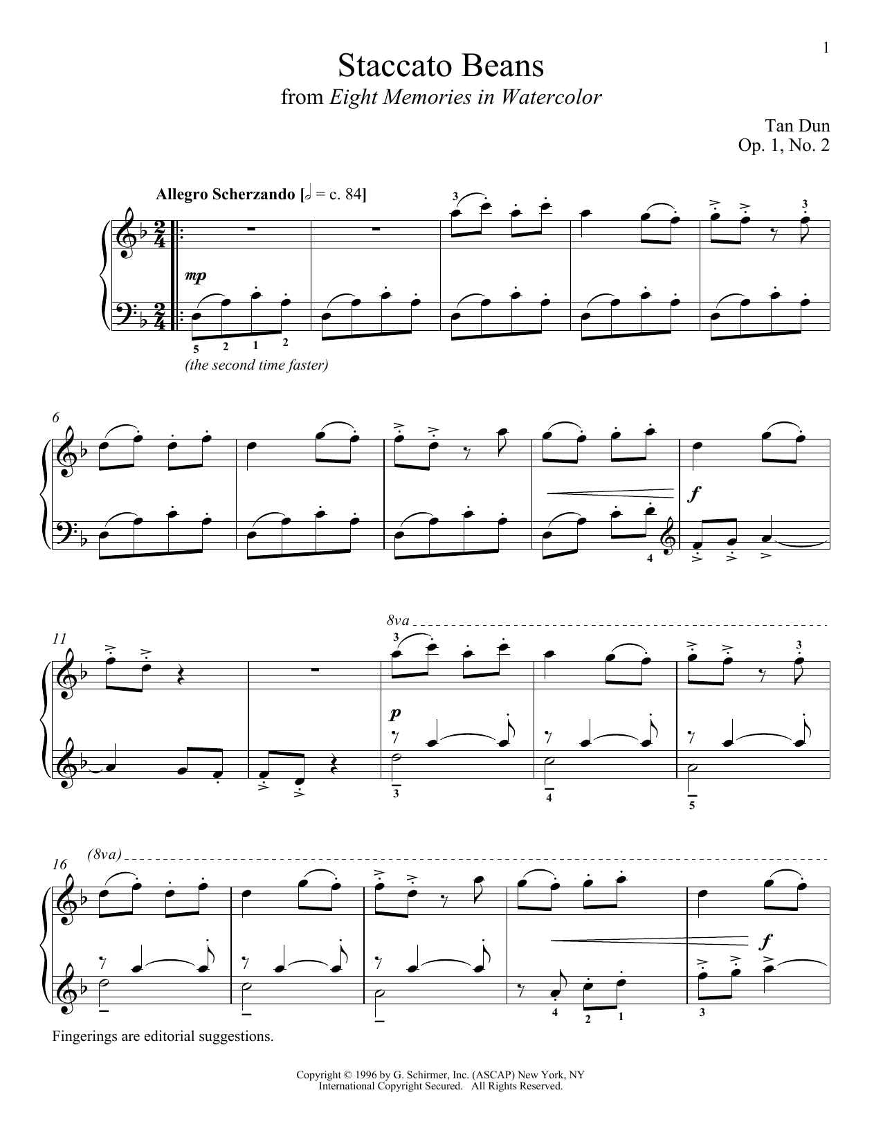 Download Tan Dun Staccato Beans (arr. Richard Walters) Sheet Music