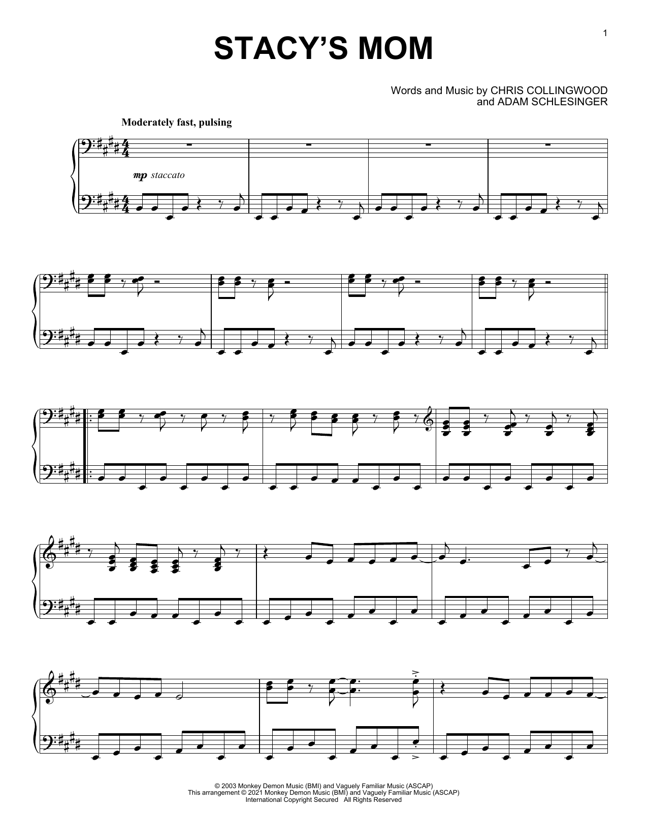 Download Fountains Of Wayne Stacy's Mom [Classical version] Sheet Music