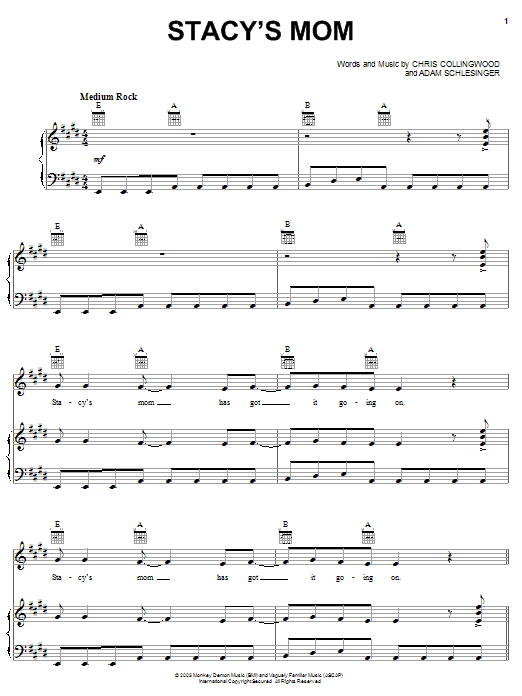 Download Fountains Of Wayne Stacy's Mom Sheet Music