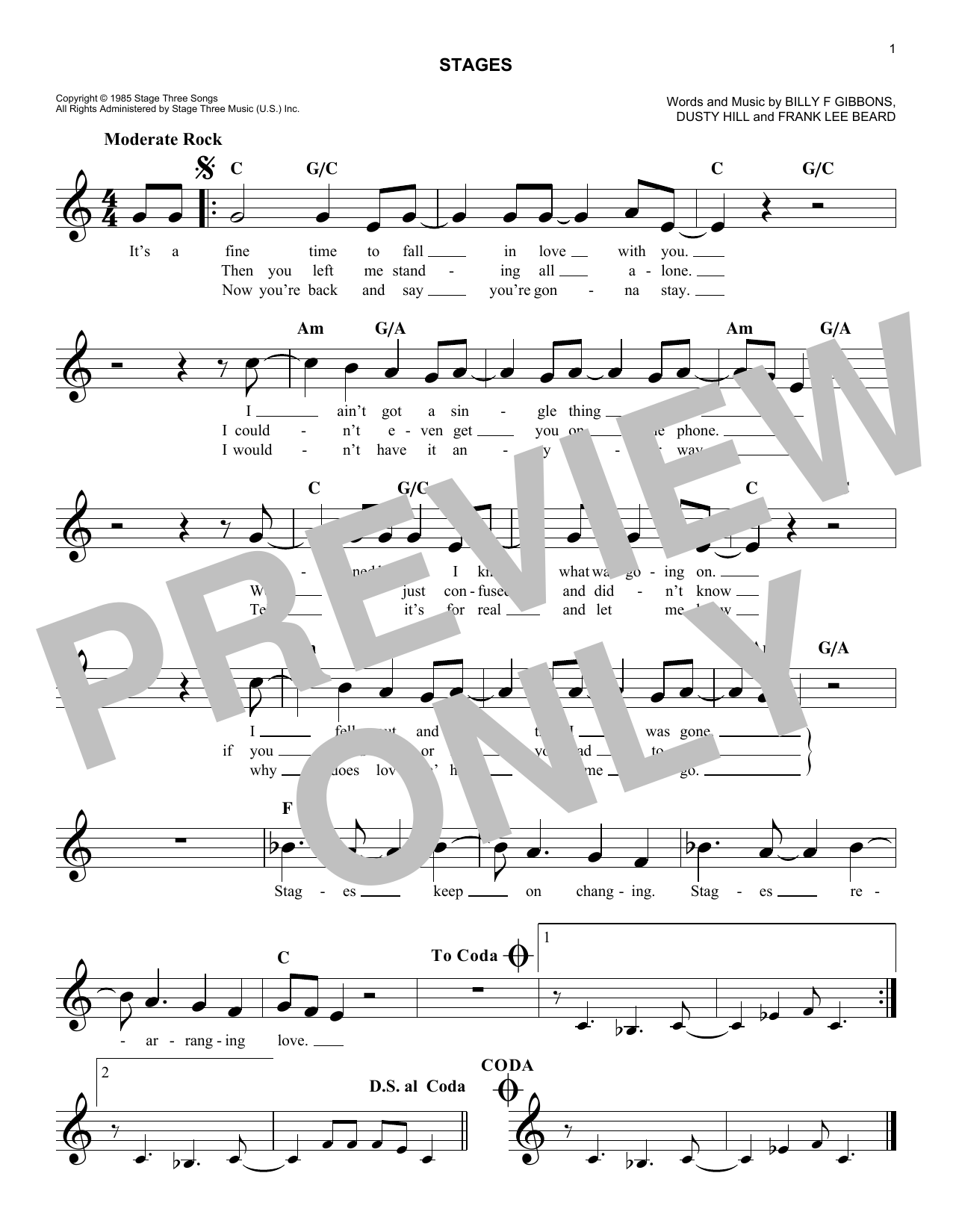 Download ZZ Top Stages Sheet Music