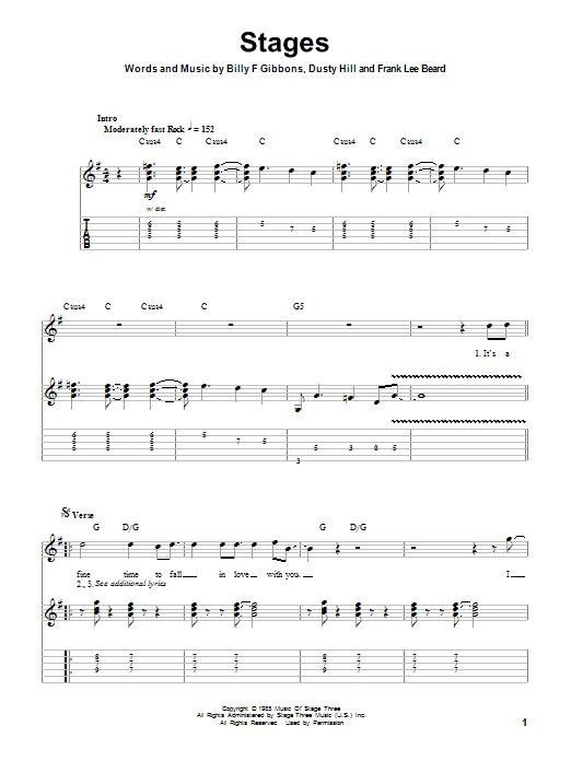 Download ZZ Top Stages Sheet Music