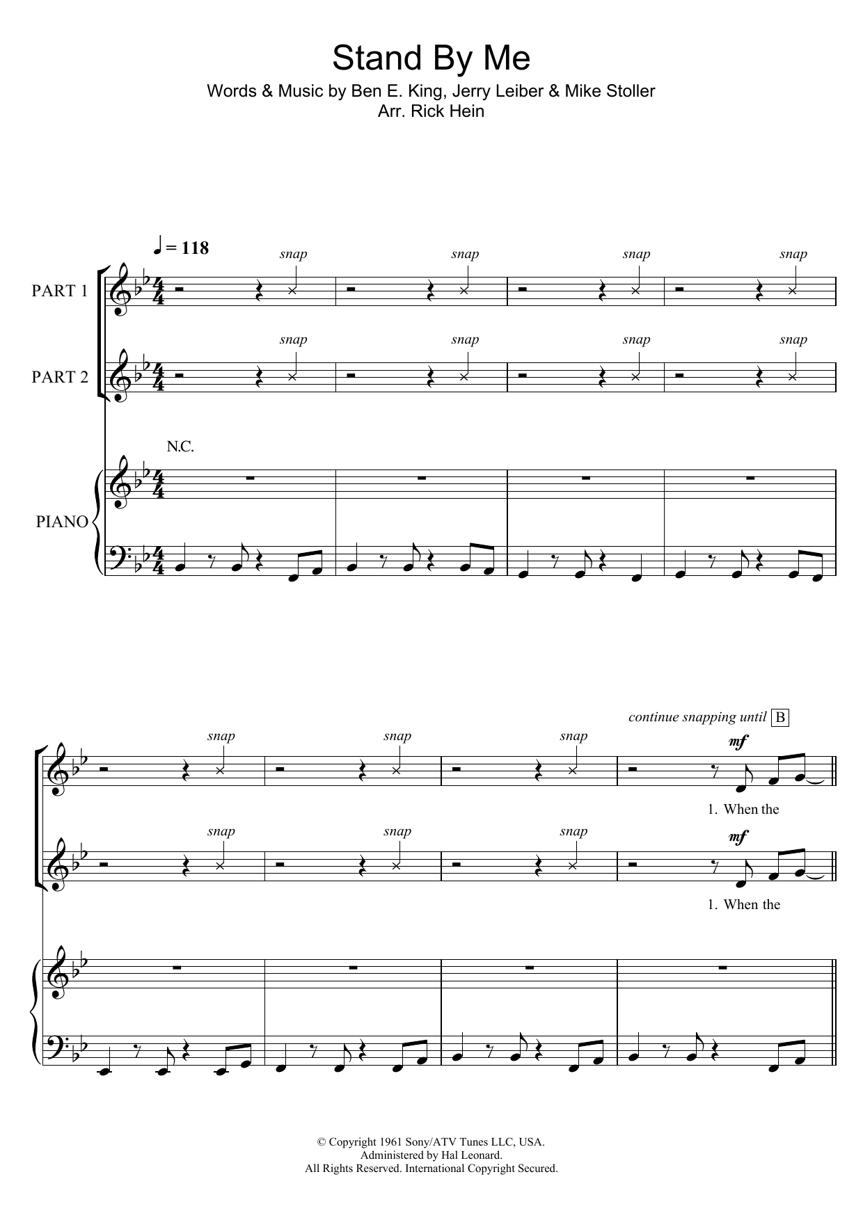 Download Ben E. King Stand By Me (arr. Rick Hein) Sheet Music