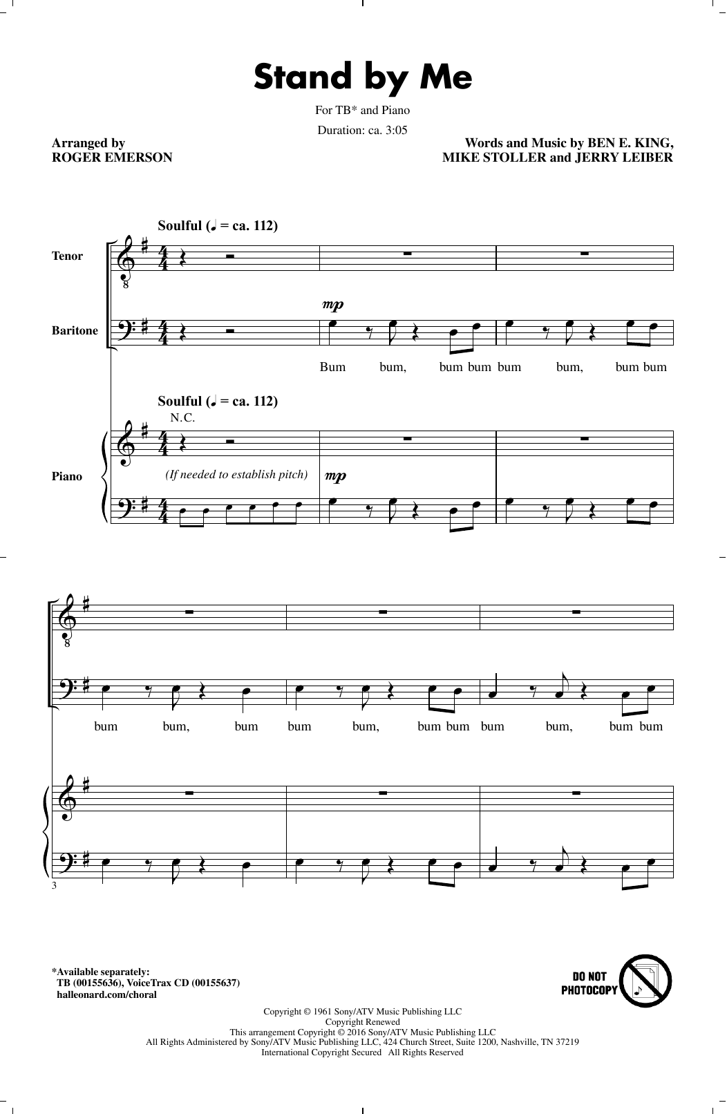 Download Ben E. King Stand By Me (Arr. Roger Emerson) Sheet Music
