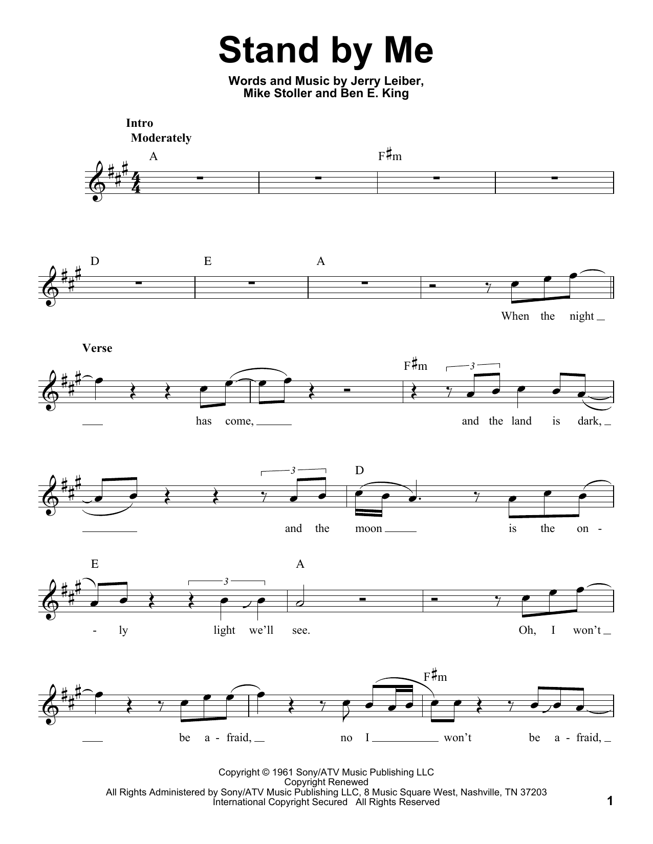 Download Ben E. King Stand By Me Sheet Music