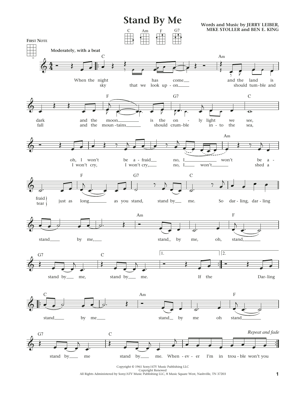 Download Ben E. King Stand By Me (from The Daily Ukulele) (a Sheet Music