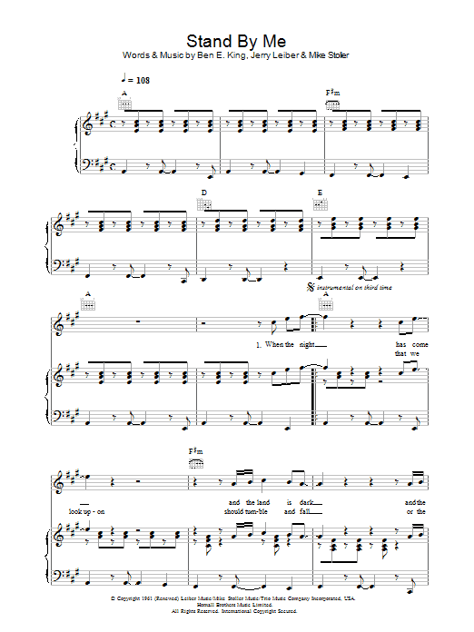 John Lennon Stand By Me sheet music notes printable PDF score