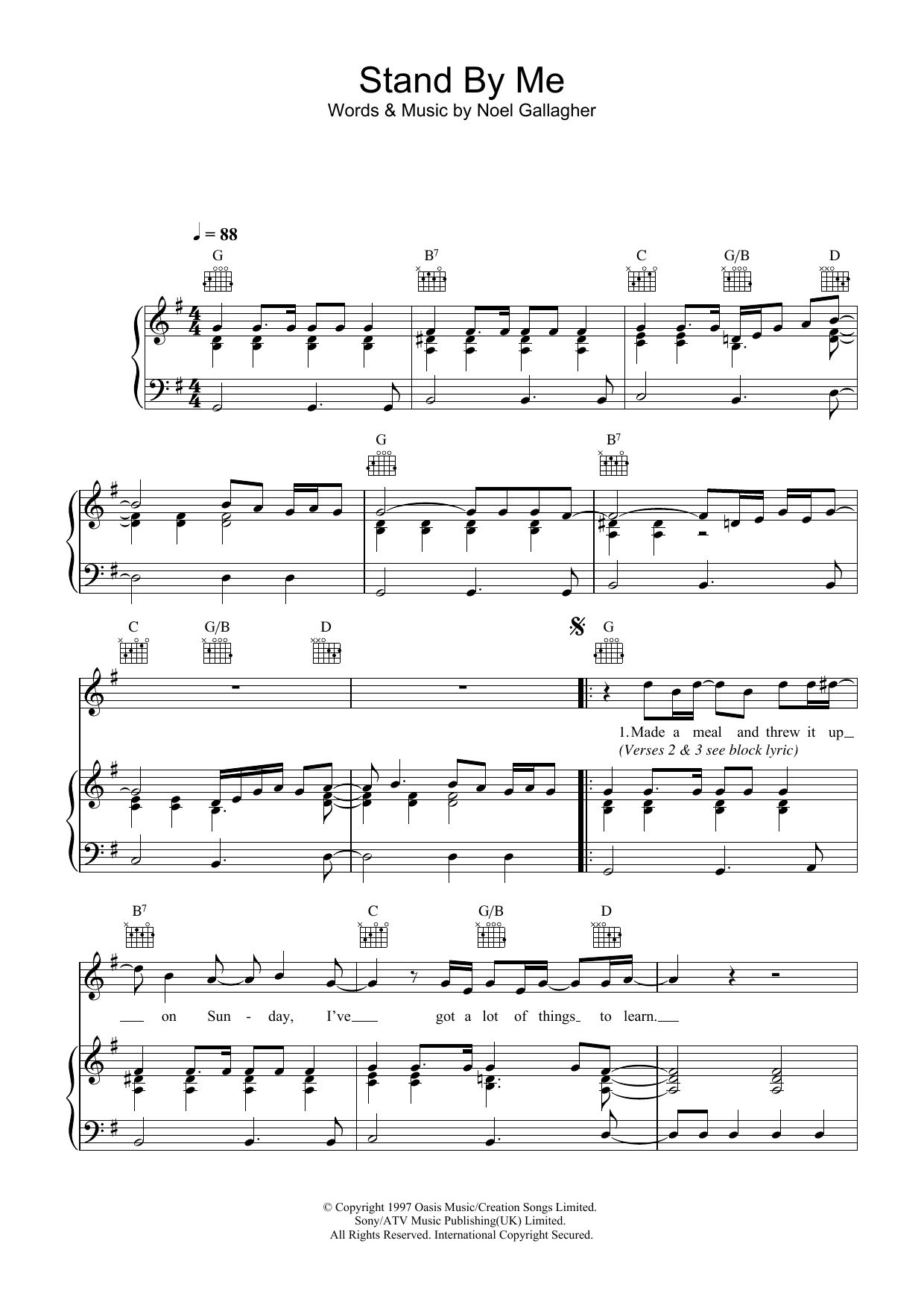 Download Oasis Stand By Me Sheet Music