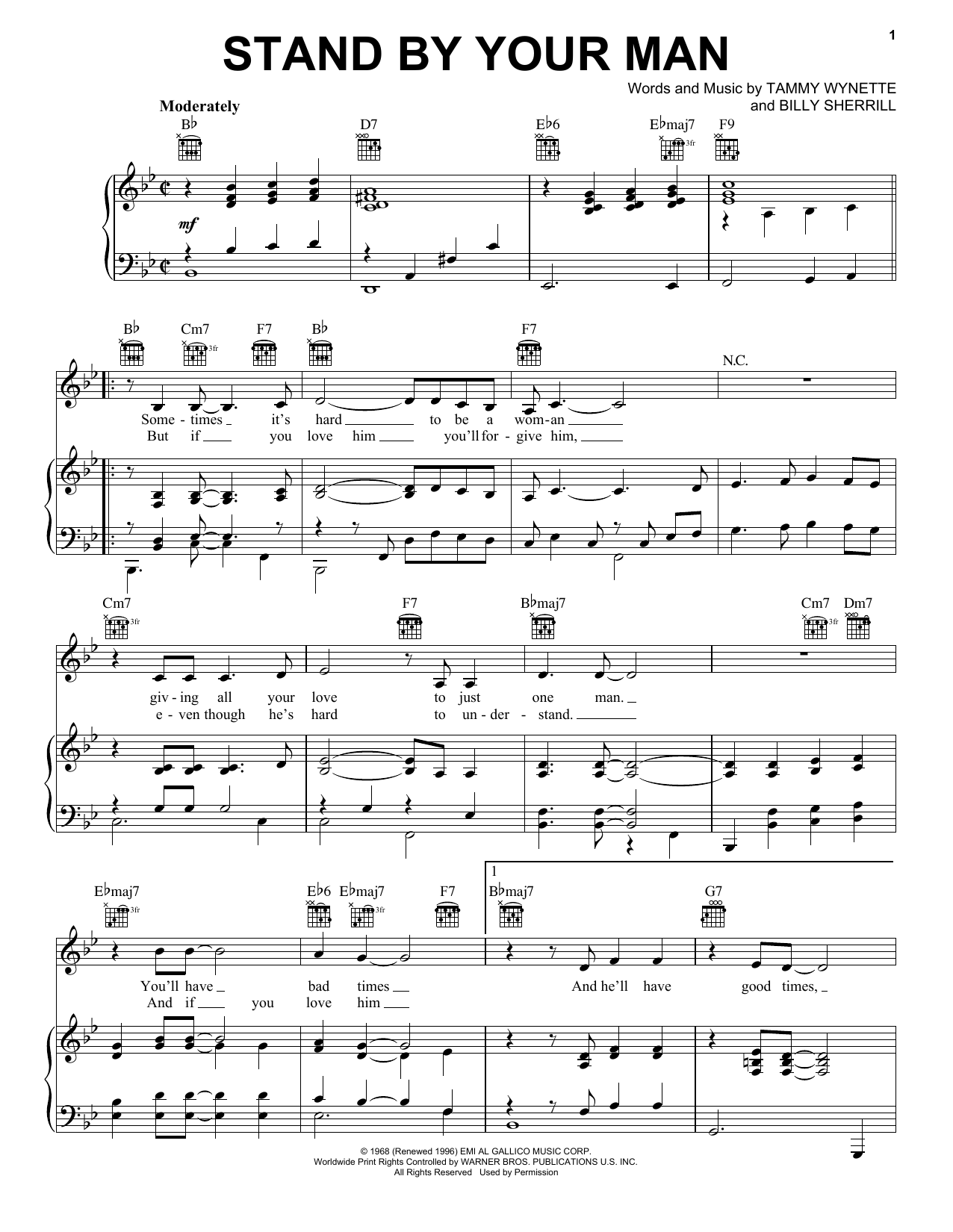 Download Lyle Lovett Stand By Your Man Sheet Music