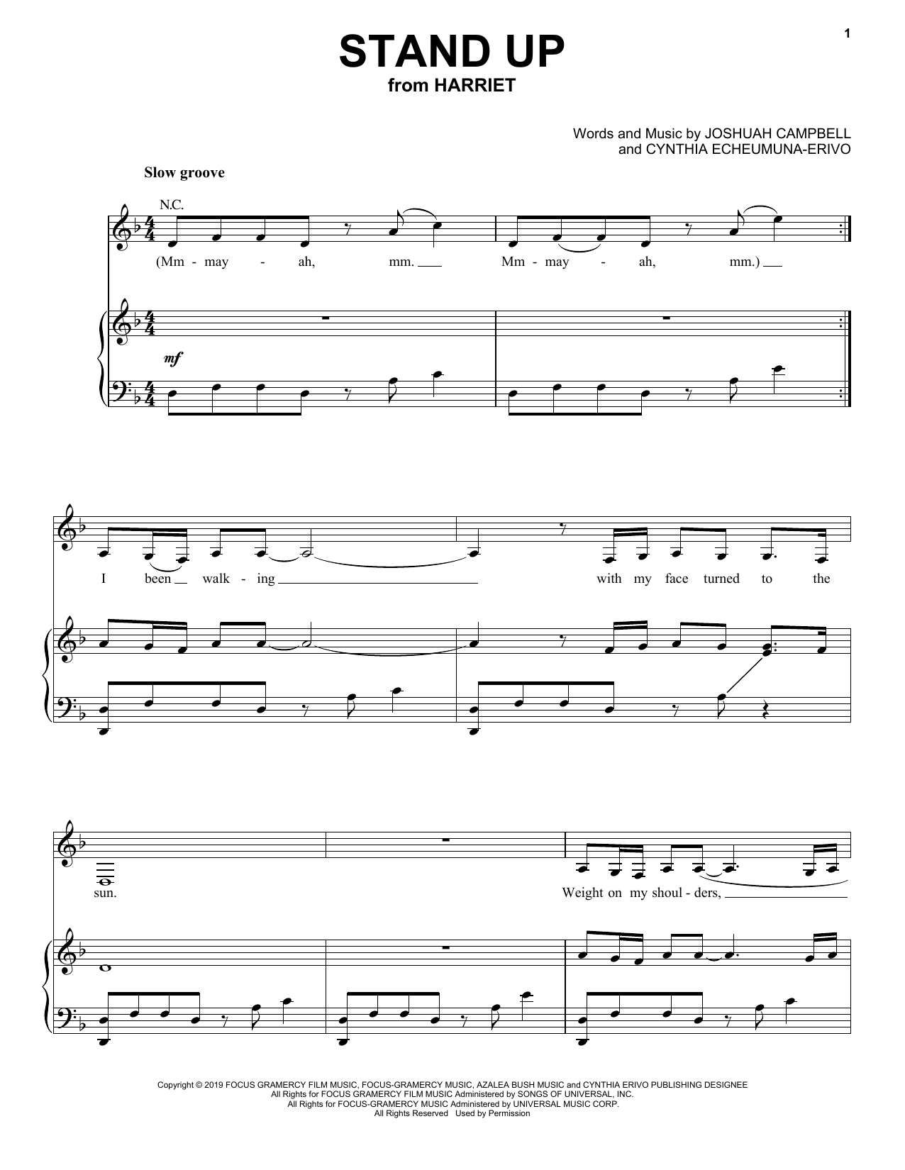 Download Cynthia Erivo Stand Up (from Harriet) Sheet Music