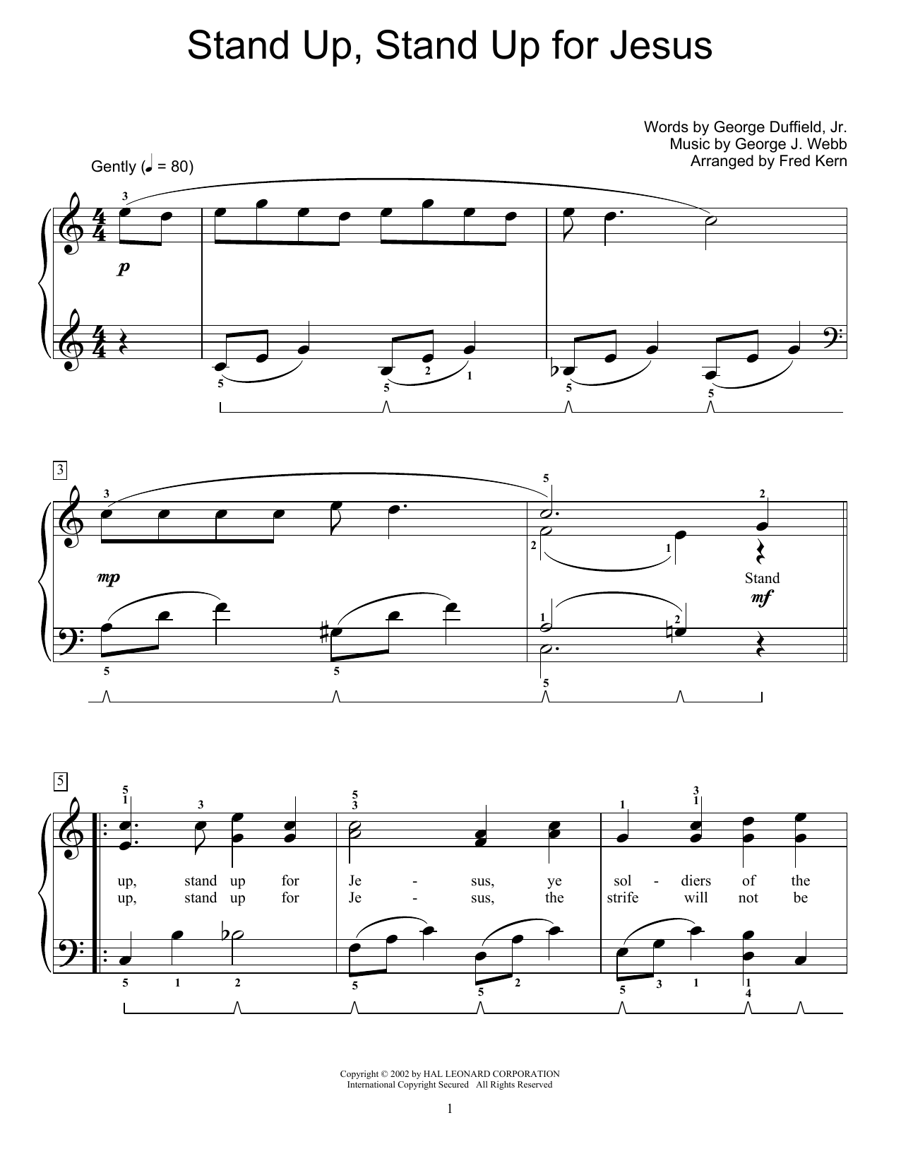 Download George J. Webb Stand Up, Stand Up For Jesus Sheet Music