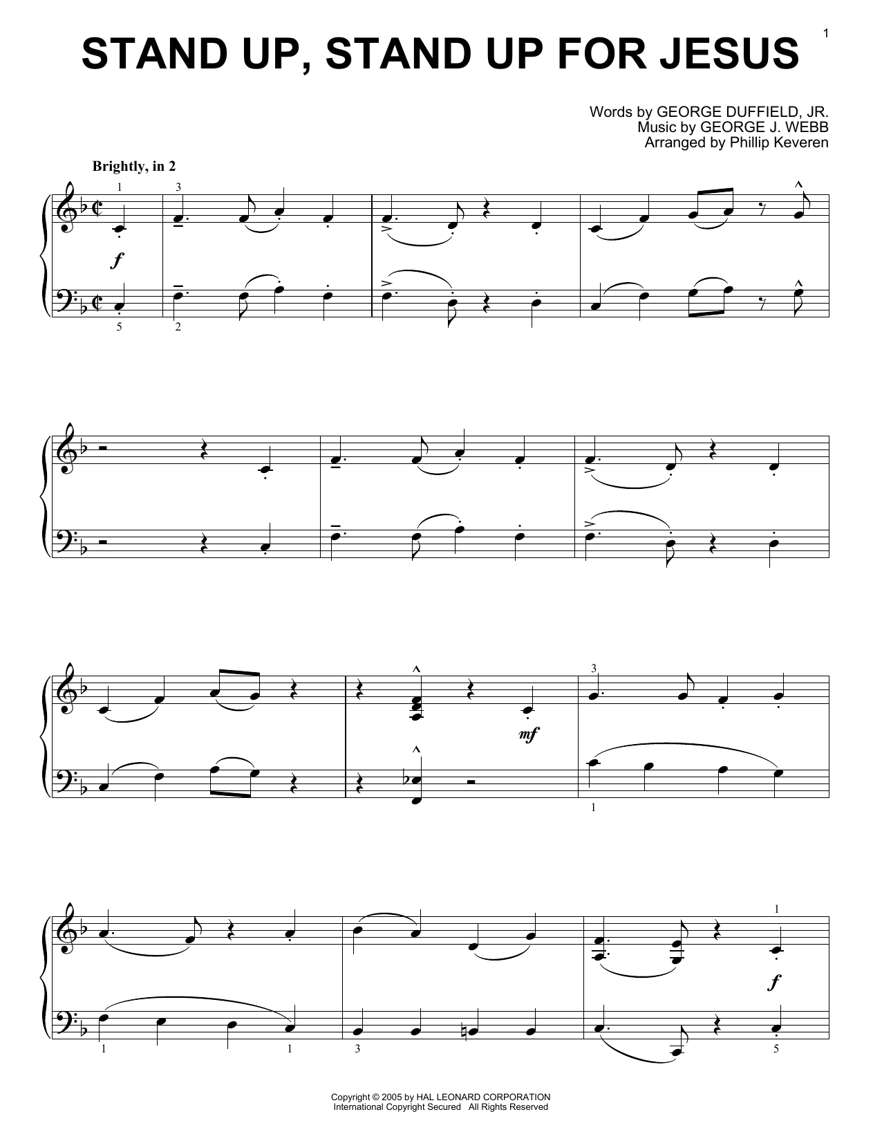 Download George J. Webb Stand Up, Stand Up For Jesus [Jazz vers Sheet Music