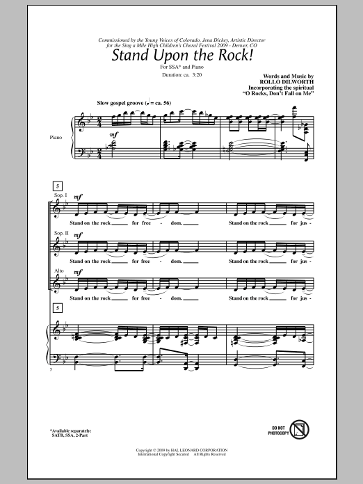Download Rollo Dilworth Stand Upon The Rock! Sheet Music