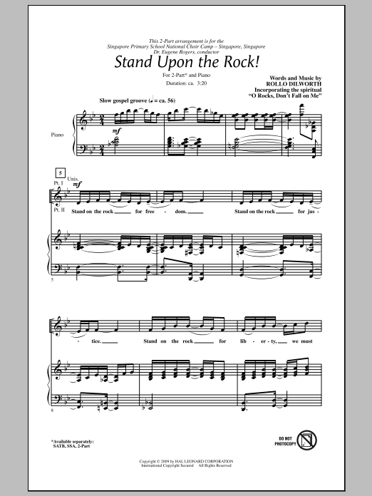 Download Rollo Dilworth Stand Upon The Rock! Sheet Music
