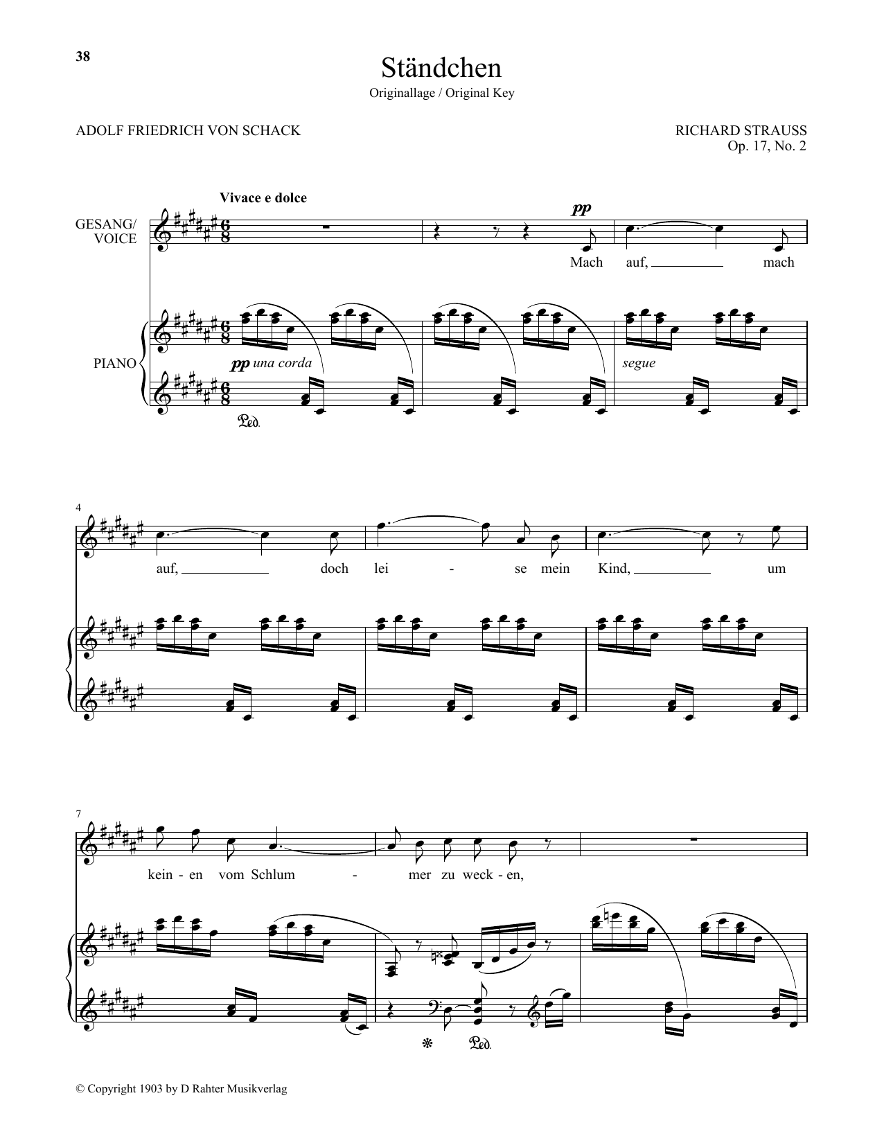 Download Richard Strauss Standchen (High Voice) Sheet Music