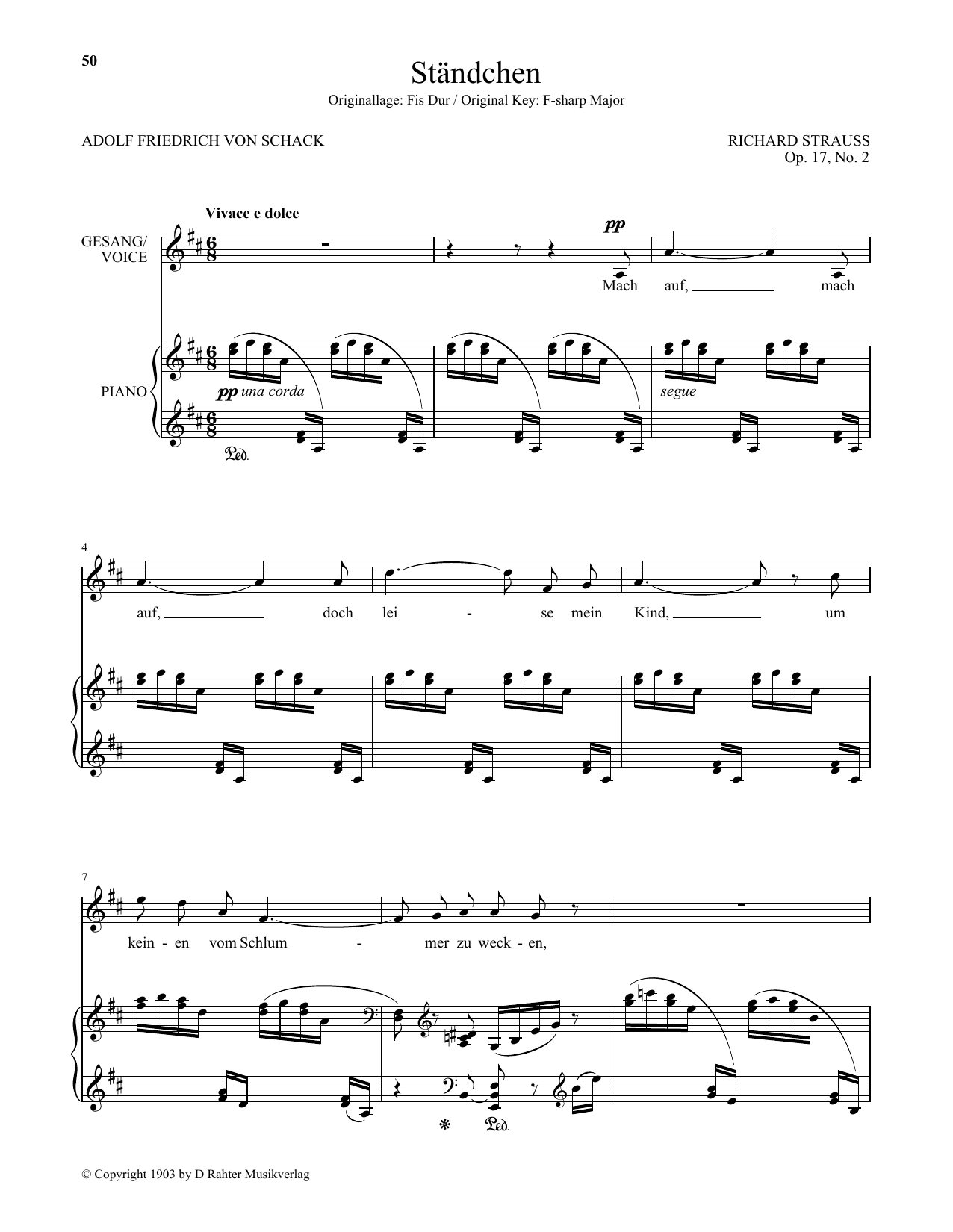 Download Richard Strauss Standchen (Low Voice) Sheet Music