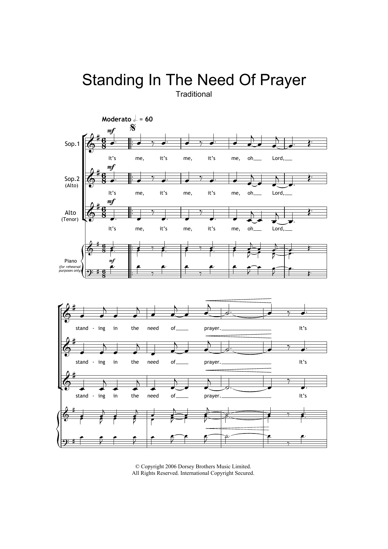 Download Traditional Standing In The Need Of Prayer (arr. Ba Sheet Music