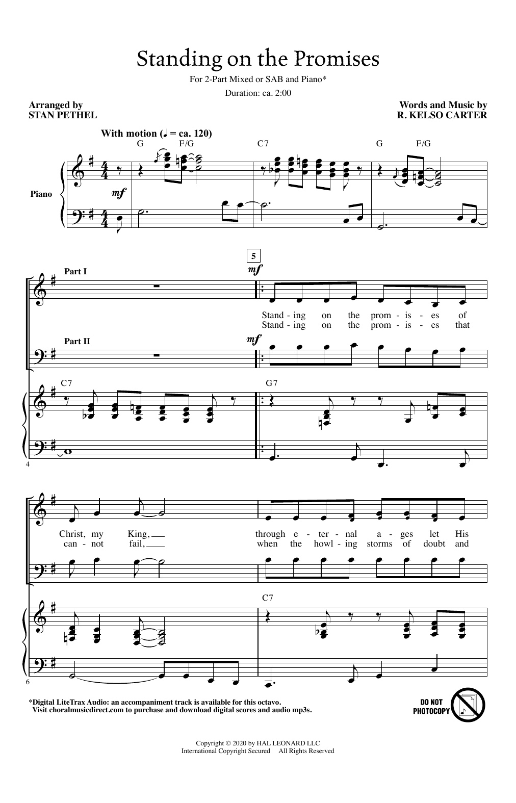 Download R. Kelso Carter Standing On The Promises (arr. Stan Pet Sheet Music