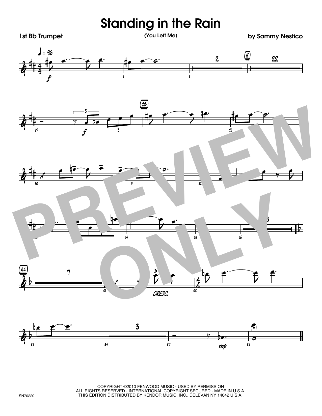 Download Sammy Nestico Standing In The Rain (You Left Me) - 1s Sheet Music