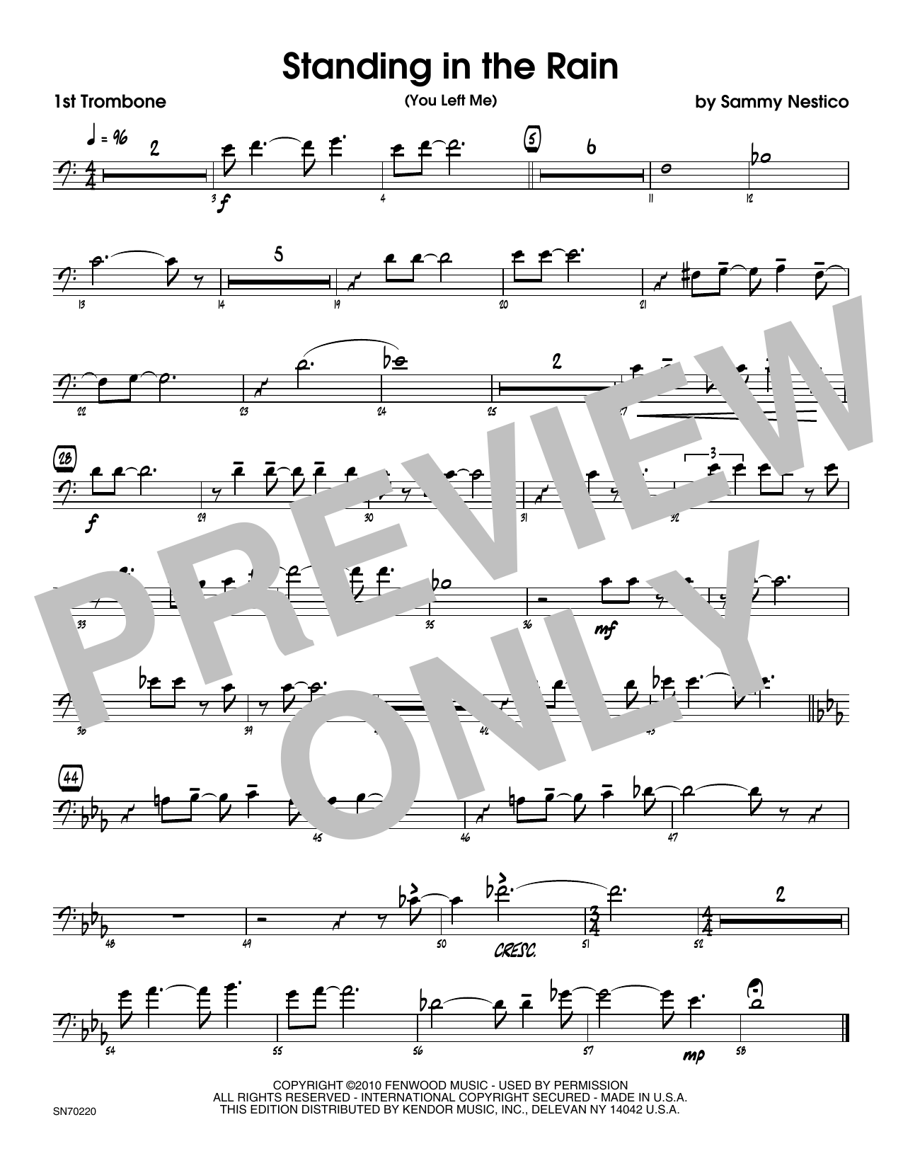 Download Sammy Nestico Standing In The Rain (You Left Me) - 1s Sheet Music