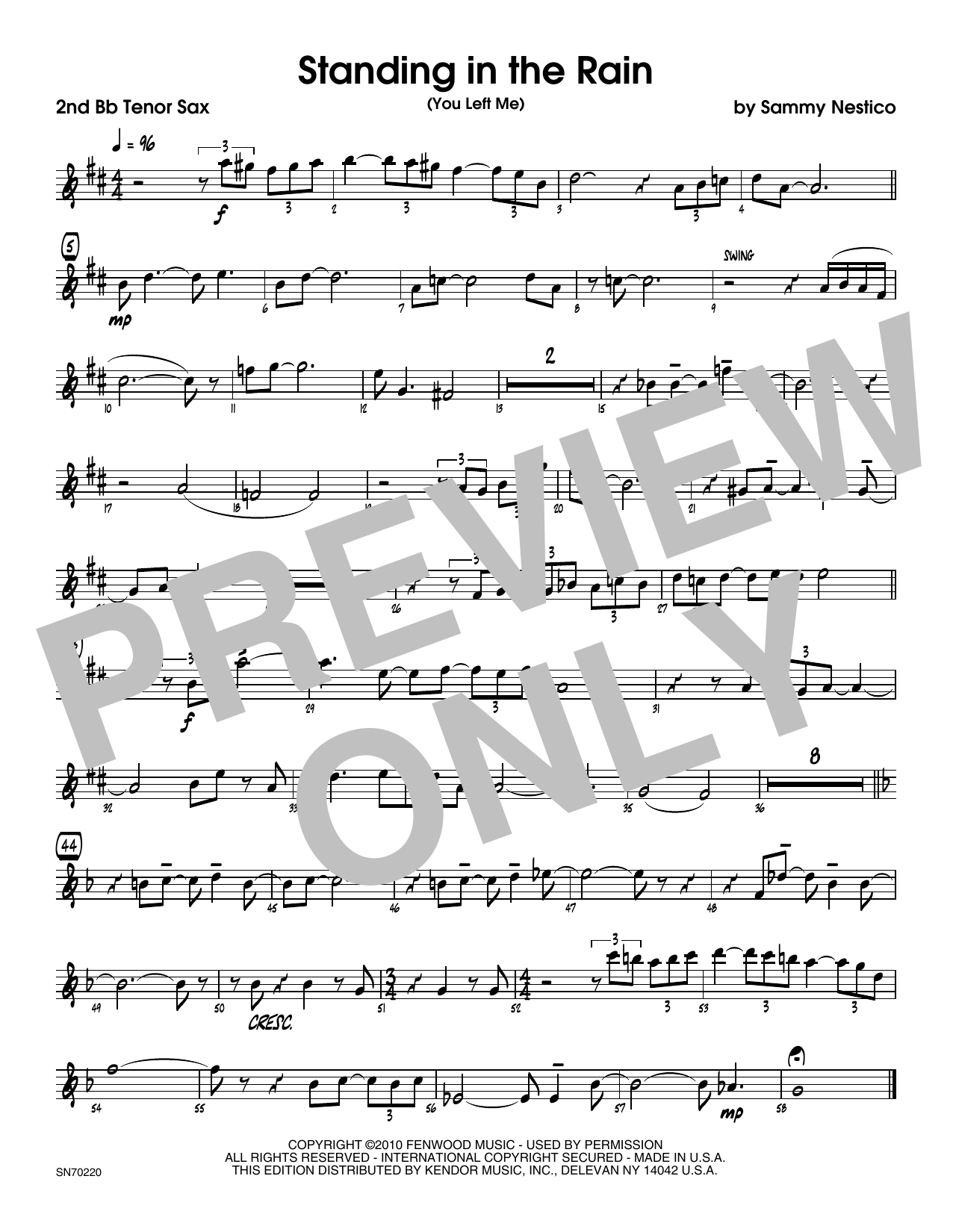 Download Sammy Nestico Standing In The Rain (You Left Me) - 2n Sheet Music