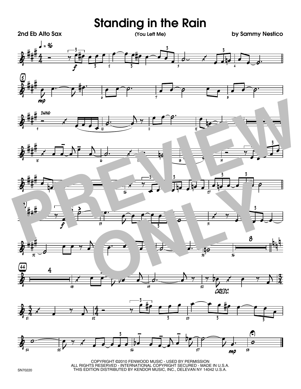 Download Sammy Nestico Standing In The Rain (You Left Me) - 2n Sheet Music