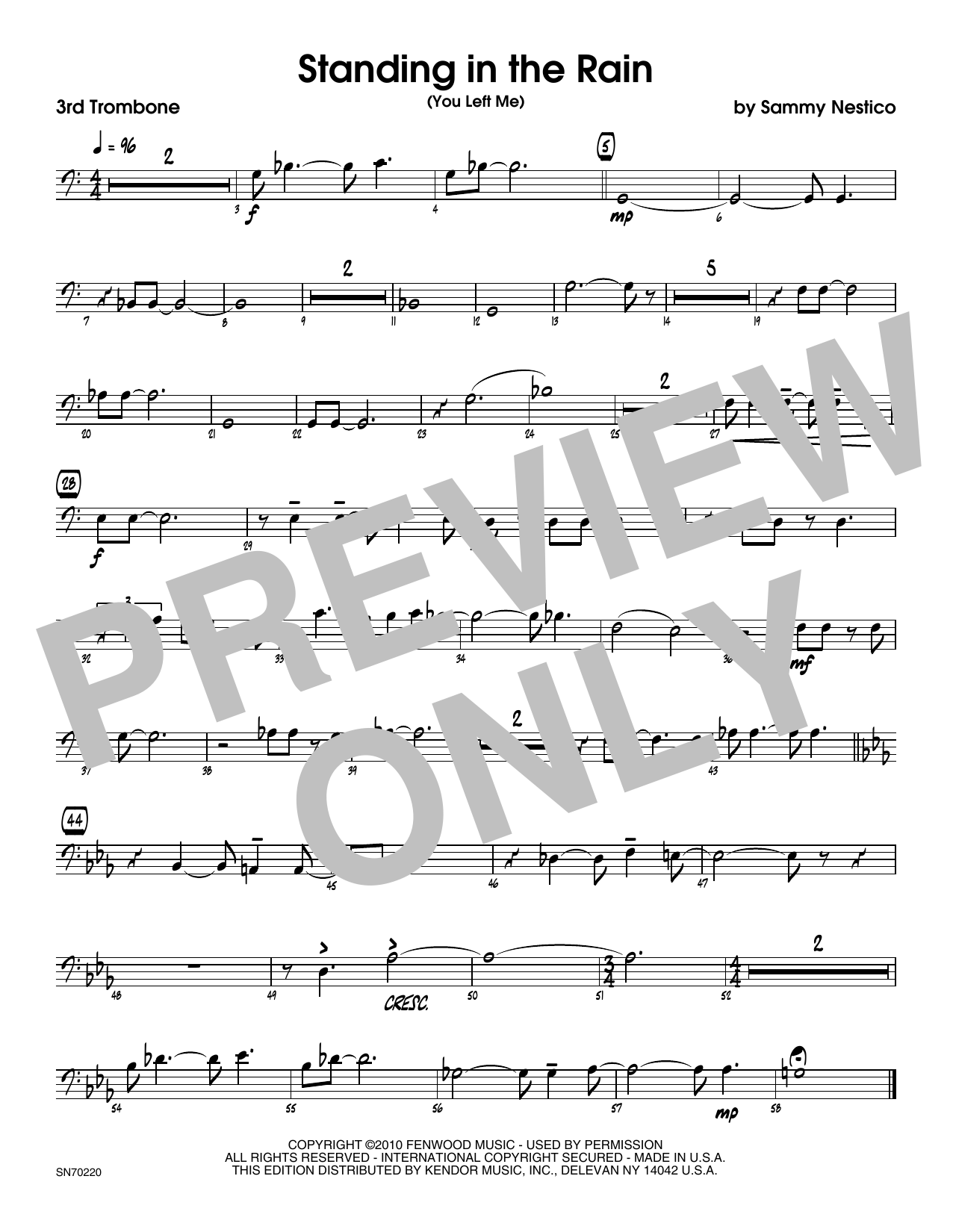 Download Sammy Nestico Standing In The Rain (You Left Me) - 3r Sheet Music