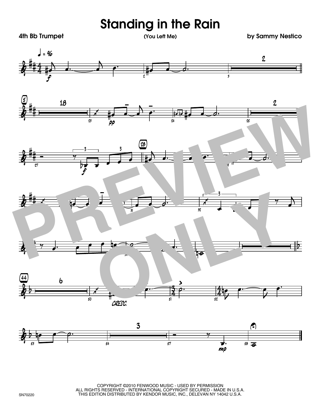Download Sammy Nestico Standing In The Rain (You Left Me) - 4t Sheet Music