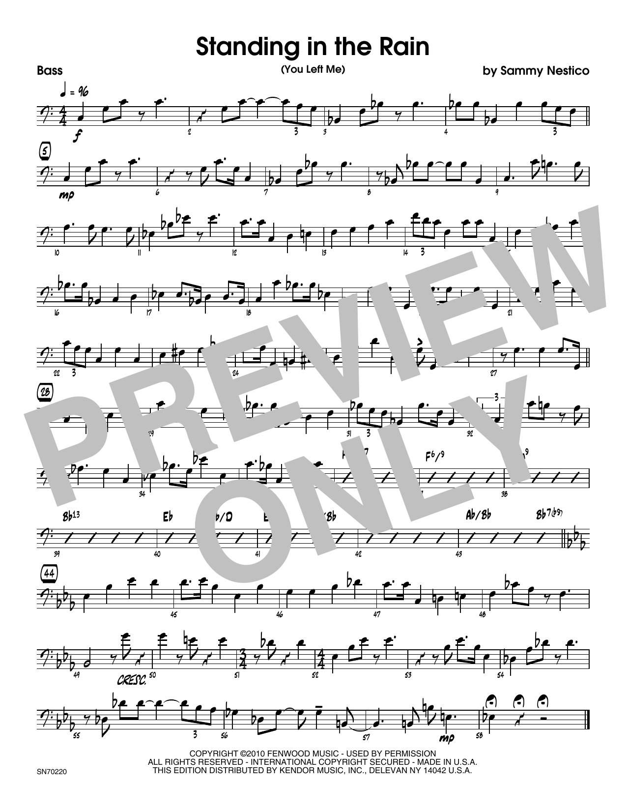 Download Sammy Nestico Standing In The Rain (You Left Me) - Ba Sheet Music