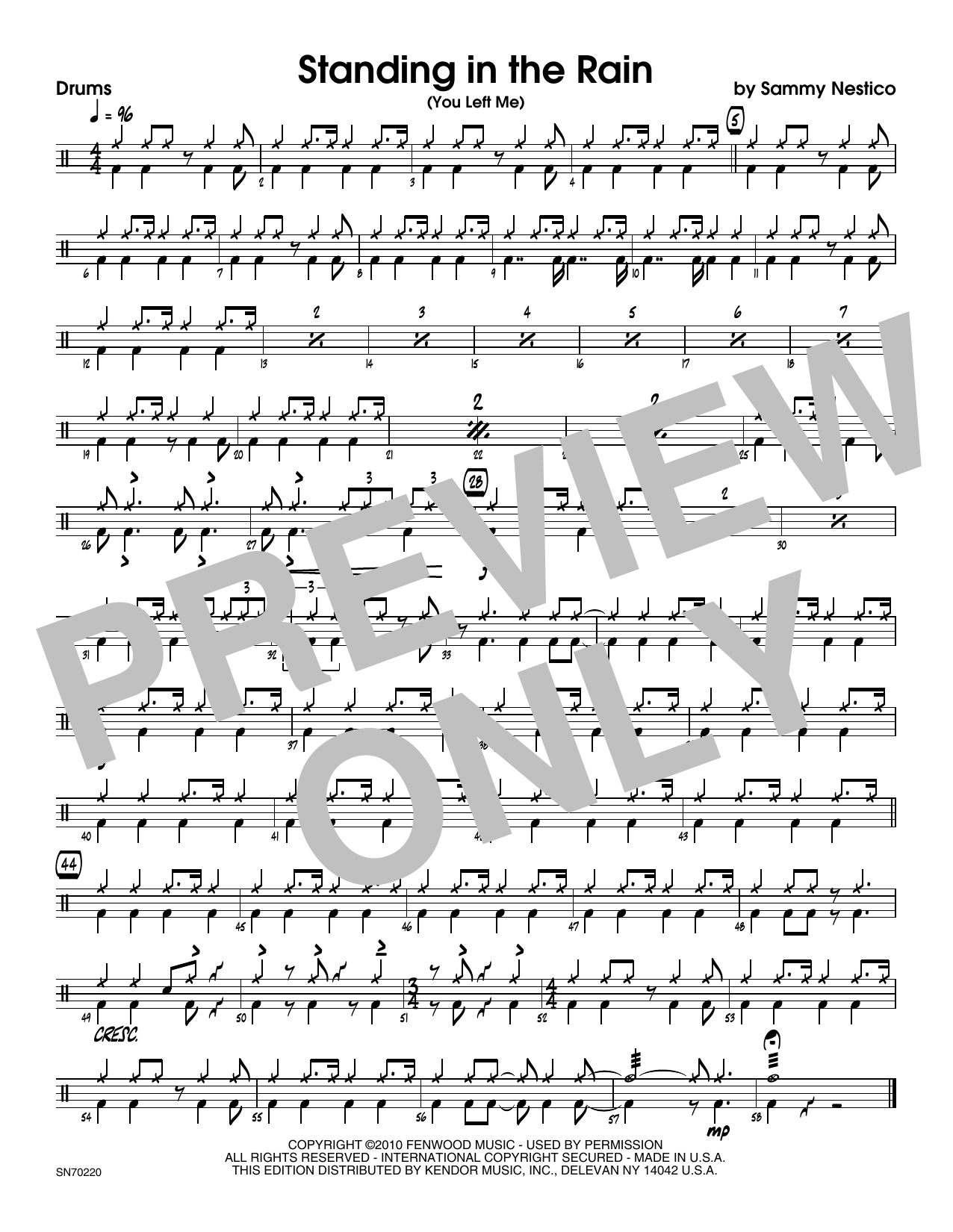 Download Sammy Nestico Standing In The Rain (You Left Me) - Dr Sheet Music