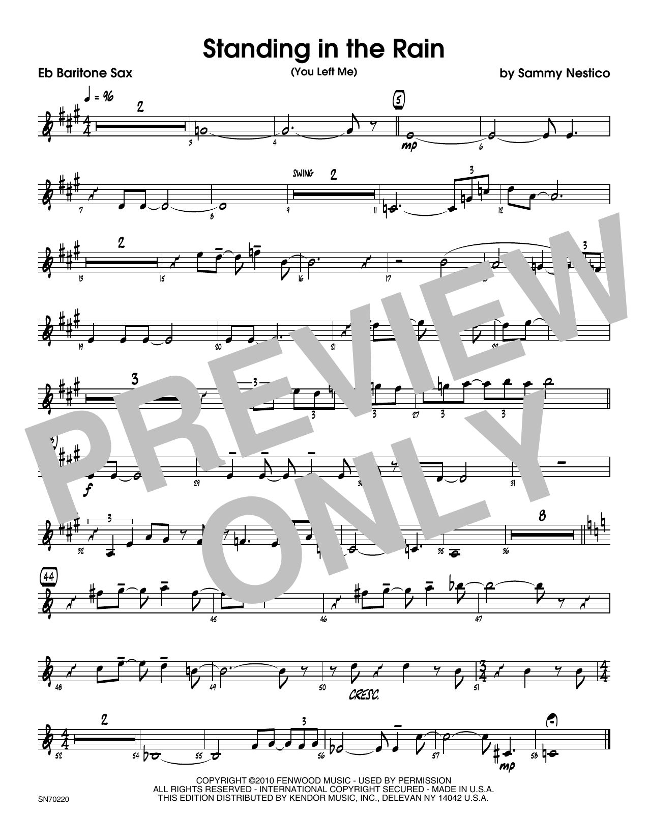 Download Sammy Nestico Standing In The Rain (You Left Me) - Eb Sheet Music