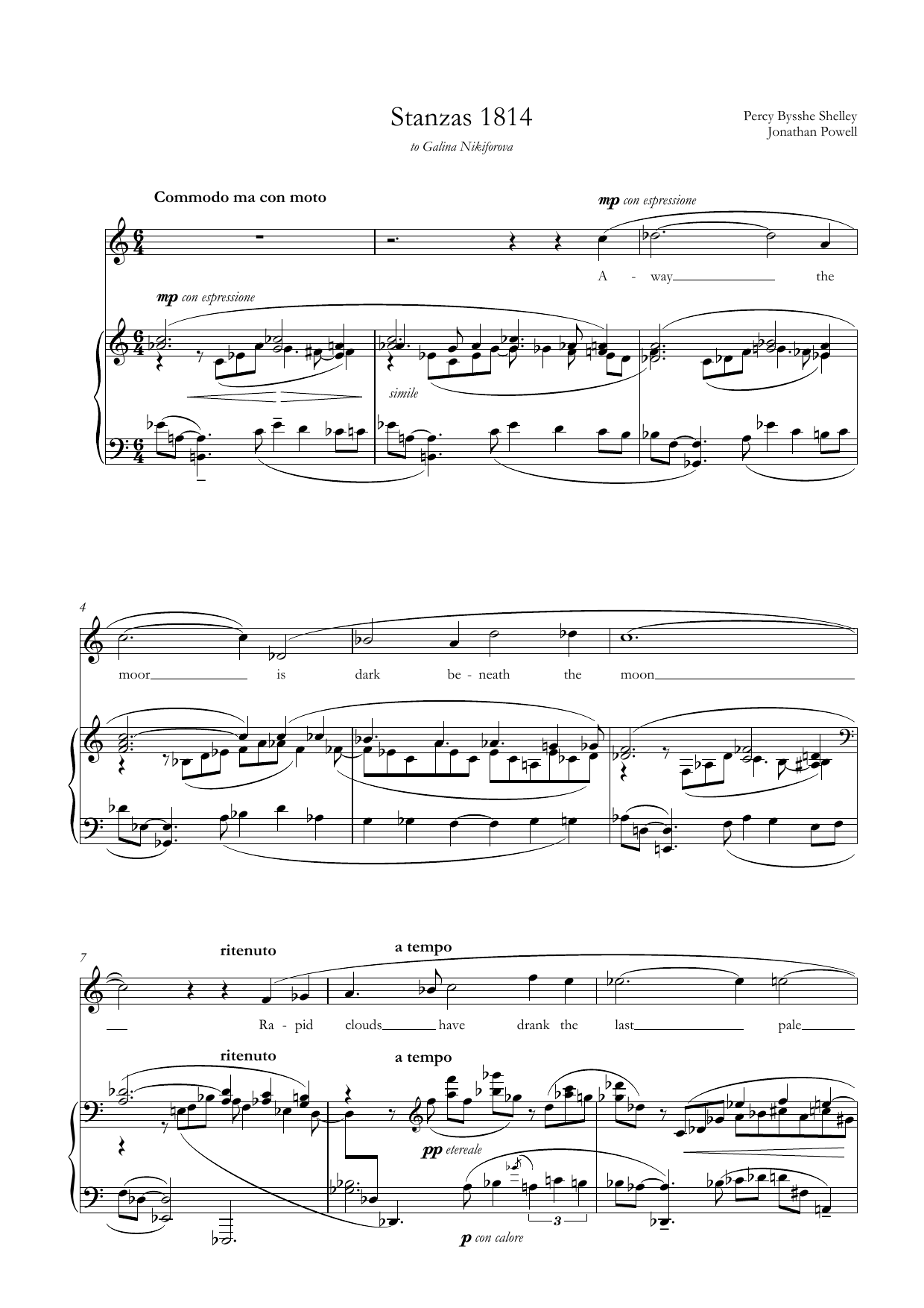 Download Jonathan Powell Stanzas 1814 (for mezzo-soprano & piano Sheet Music
