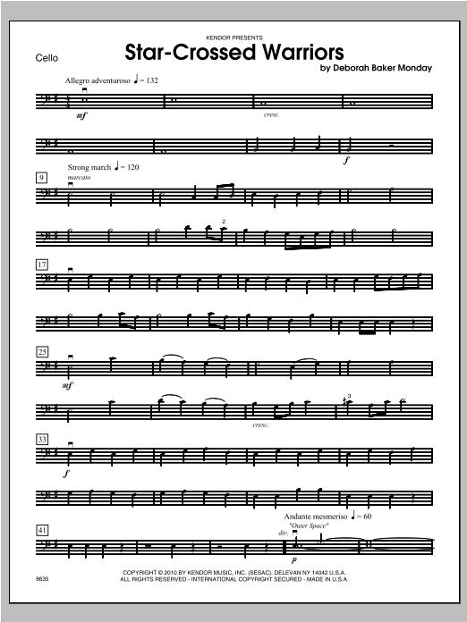 Download Monday Star-Crossed Warriors - Cello Sheet Music