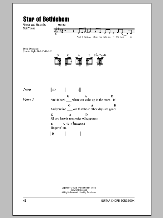 Download Neil Young Star Of Bethlehem Sheet Music