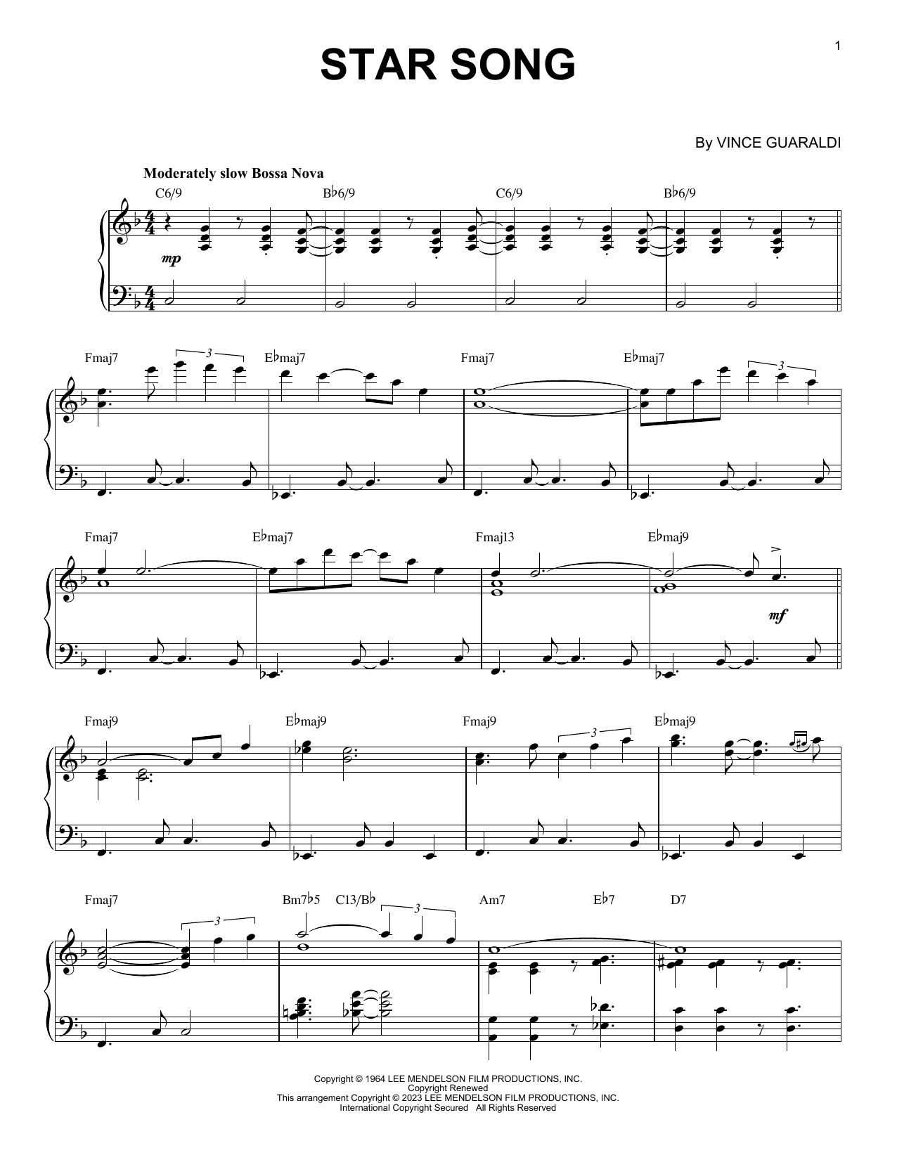 Download Vince Guaraldi Star Song [Jazz version] (arr. Brent Ed Sheet Music