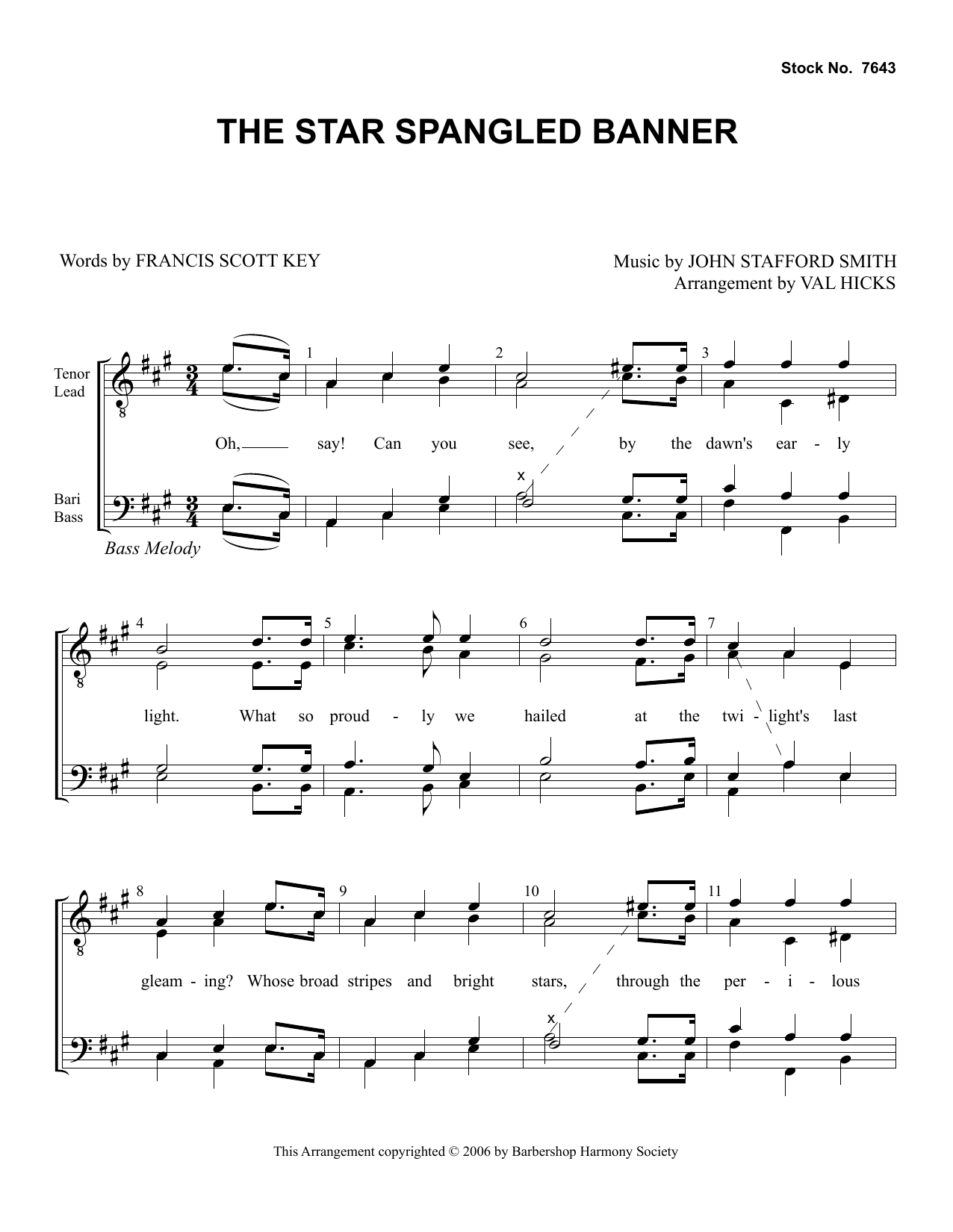 Download Francis Scott Key Star Spangled Banner (arr. Val Hicks) Sheet Music